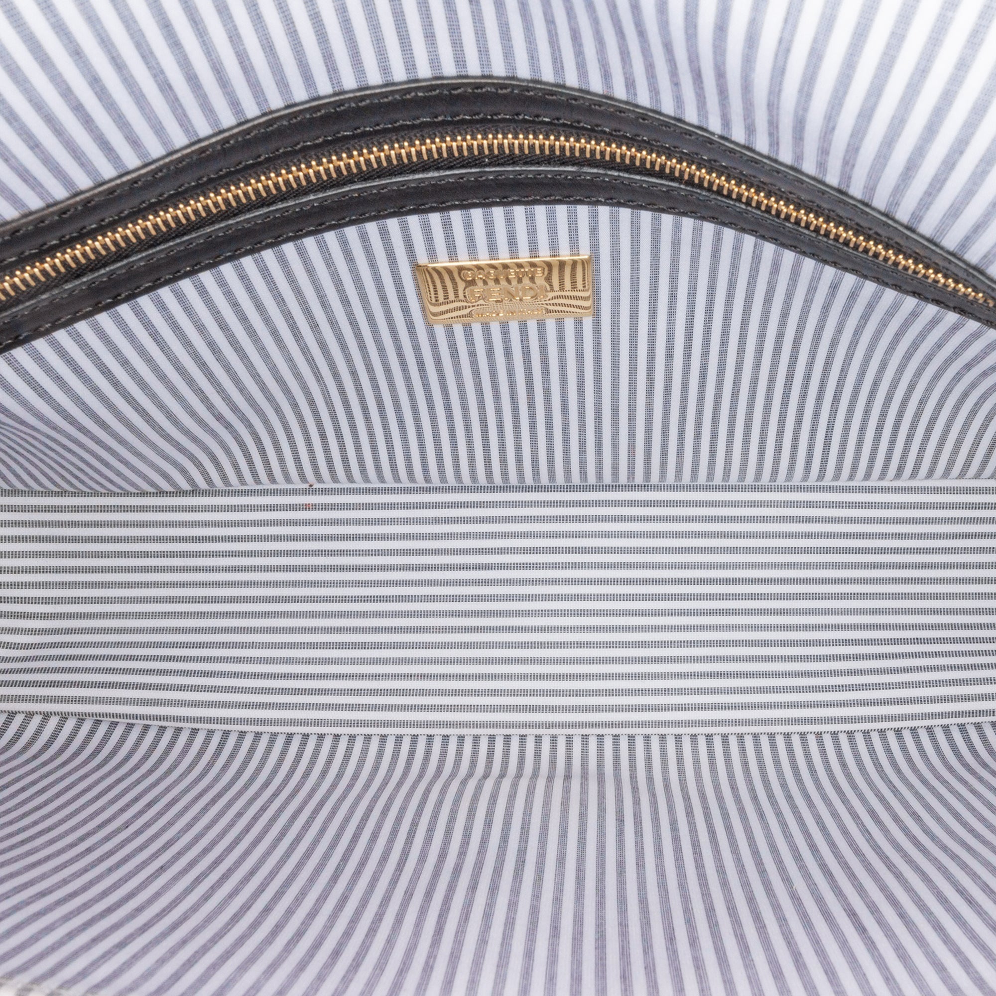 Grey Fendi Striped Jersey Baguette Satchel