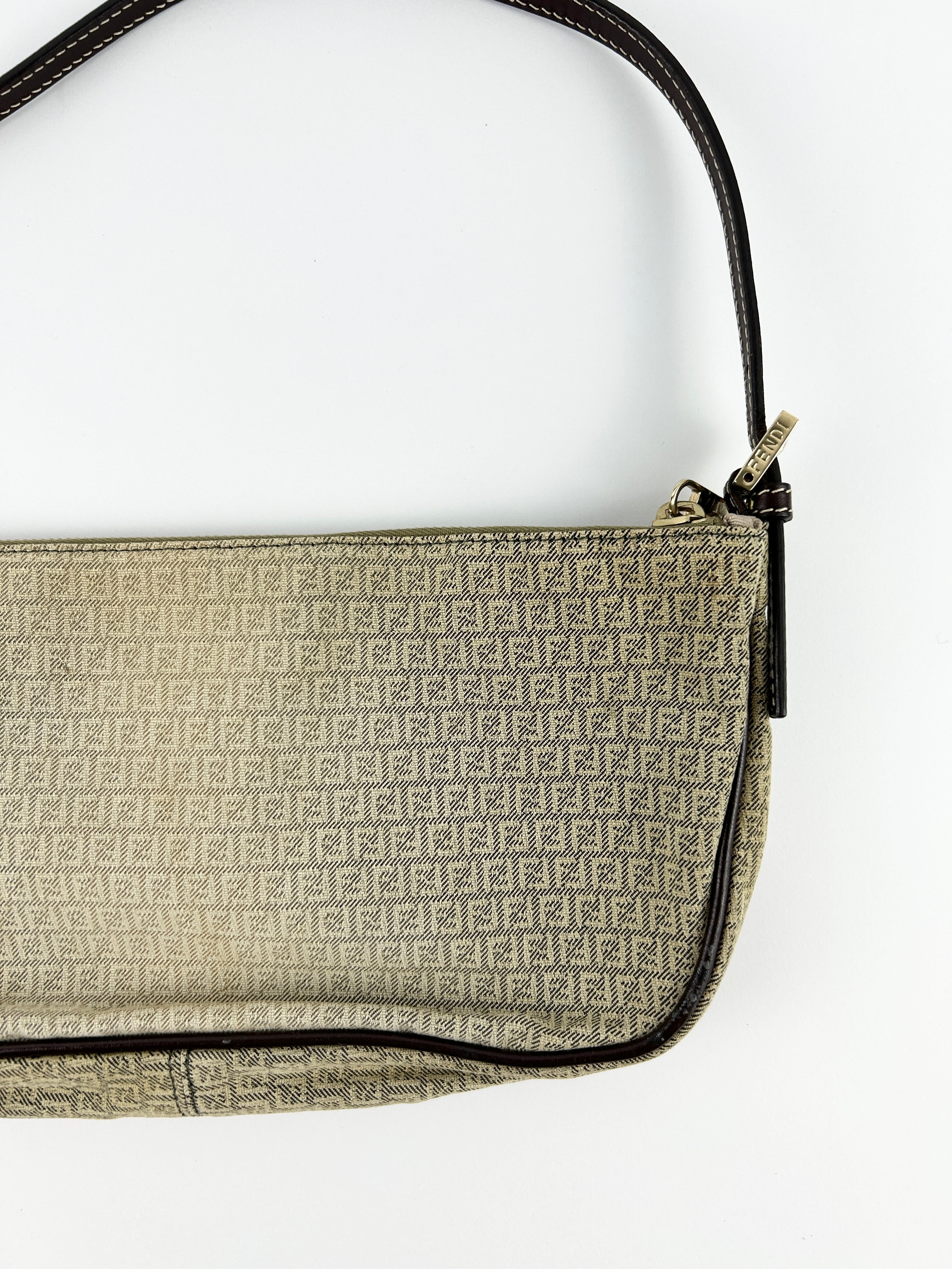 Vintage Fendi Zucca Mini FF Croissant Shoulder Bag