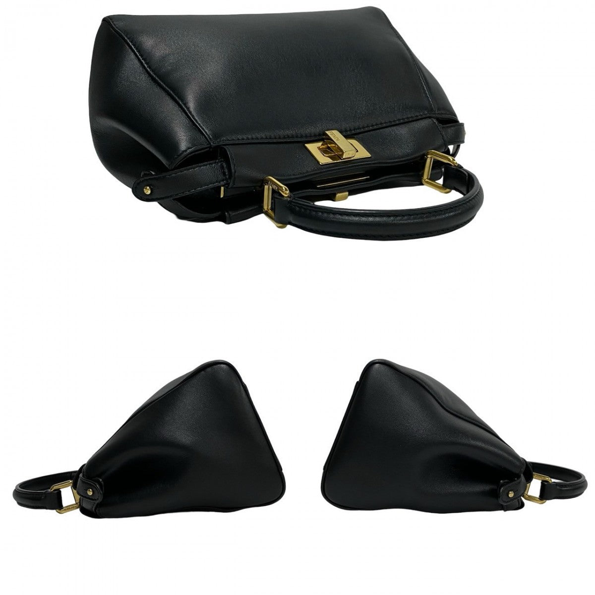 FENDI Shoulder Bag leather black Peek-a-boo mini Women Used