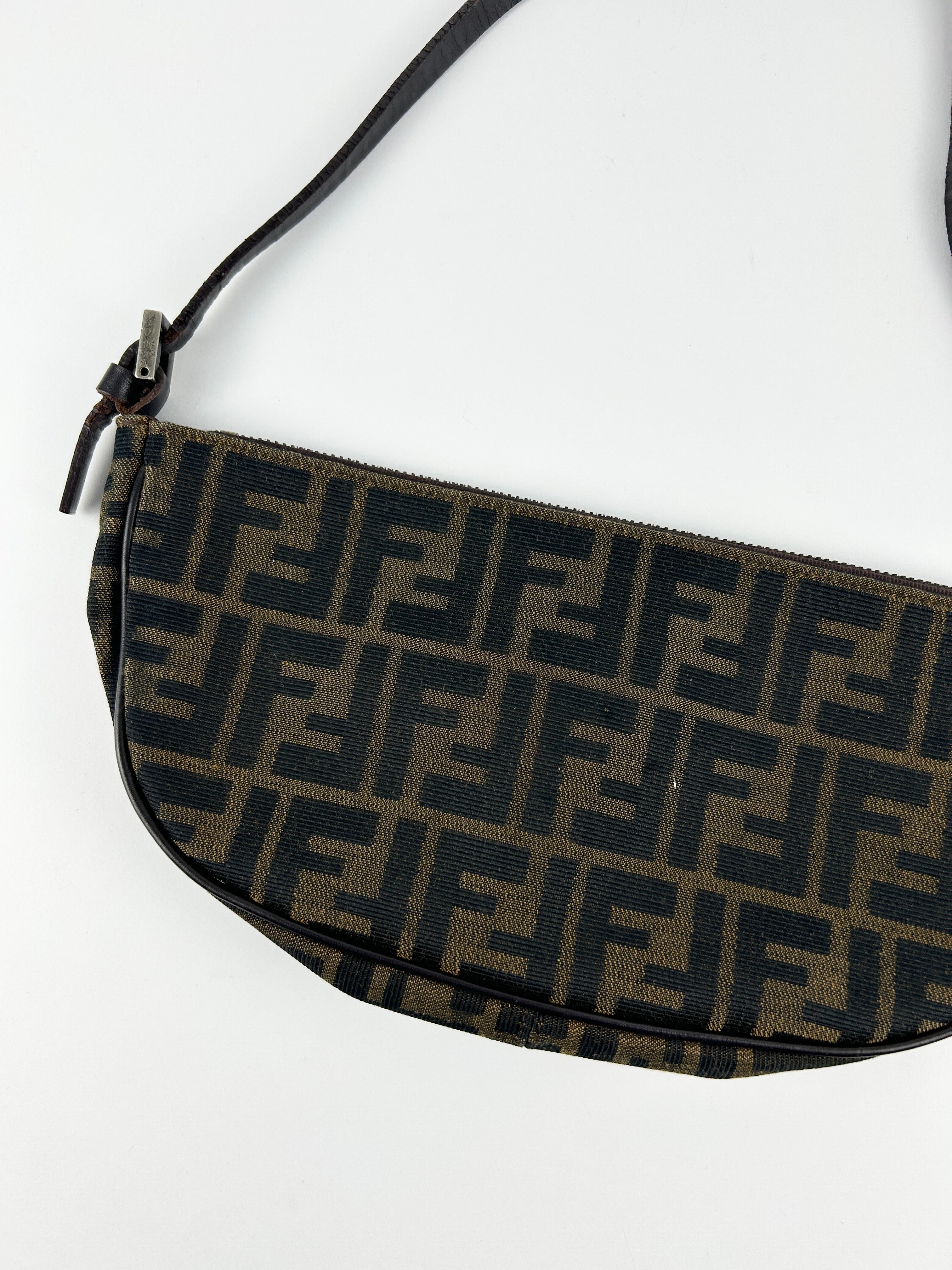 Vintage Fendi Zucca Half Moon Shoulder Bag