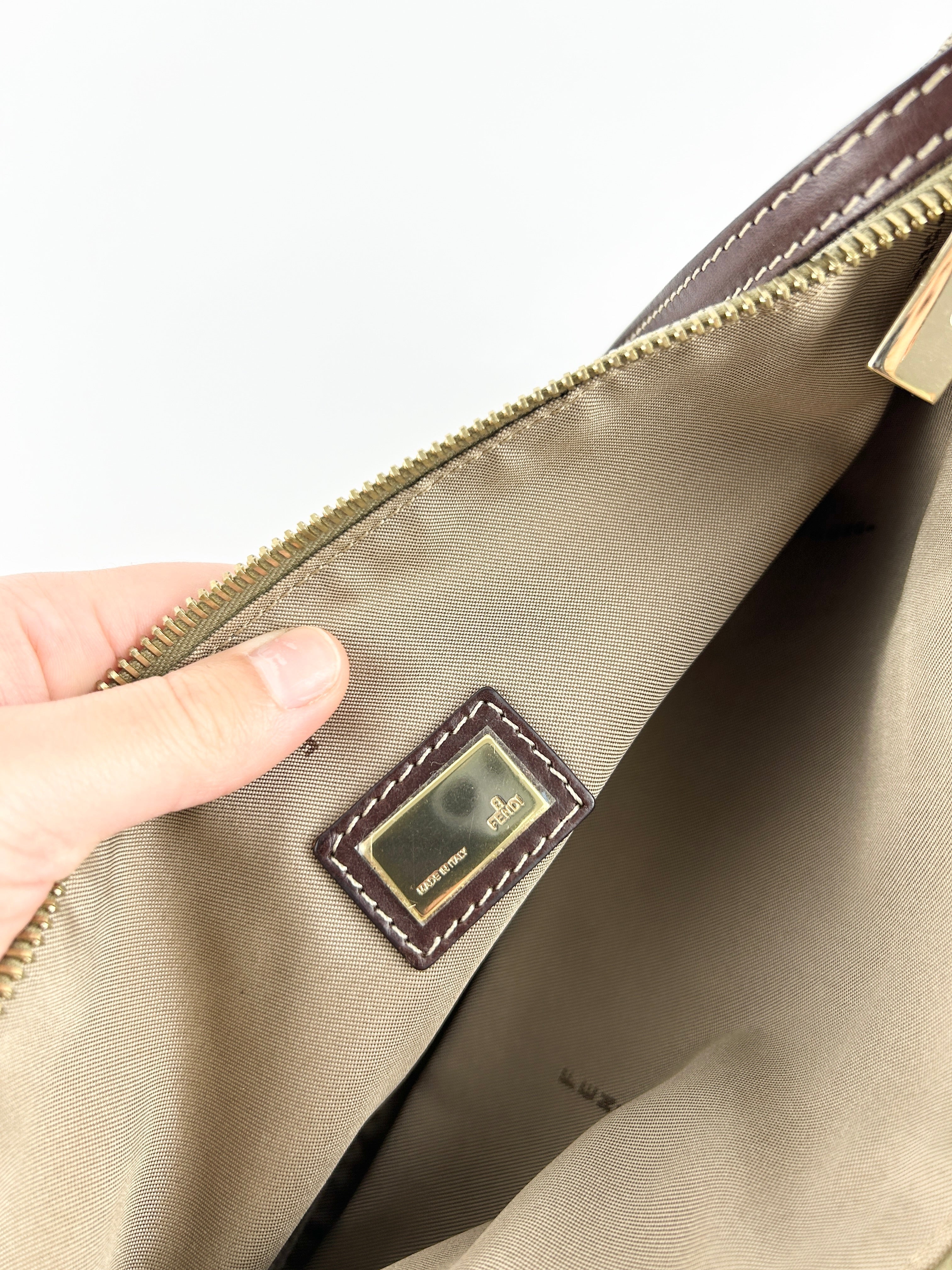 Vintage Fendi Zucca Mini FF Croissant Shoulder Bag