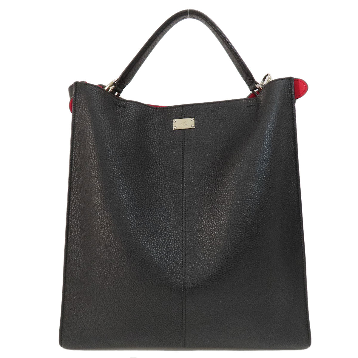 FENDI Tote Bag Calfskin black logo 2WAY Women Used