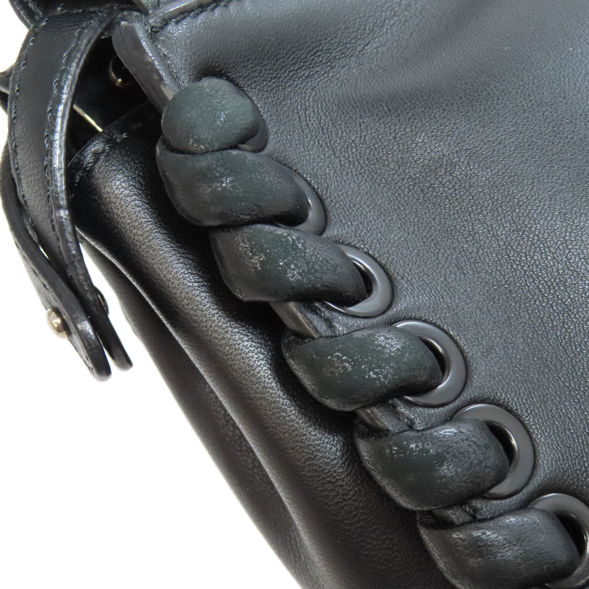 FENDI Handbag leather black Peekaboo Mini 2WAY Women Used