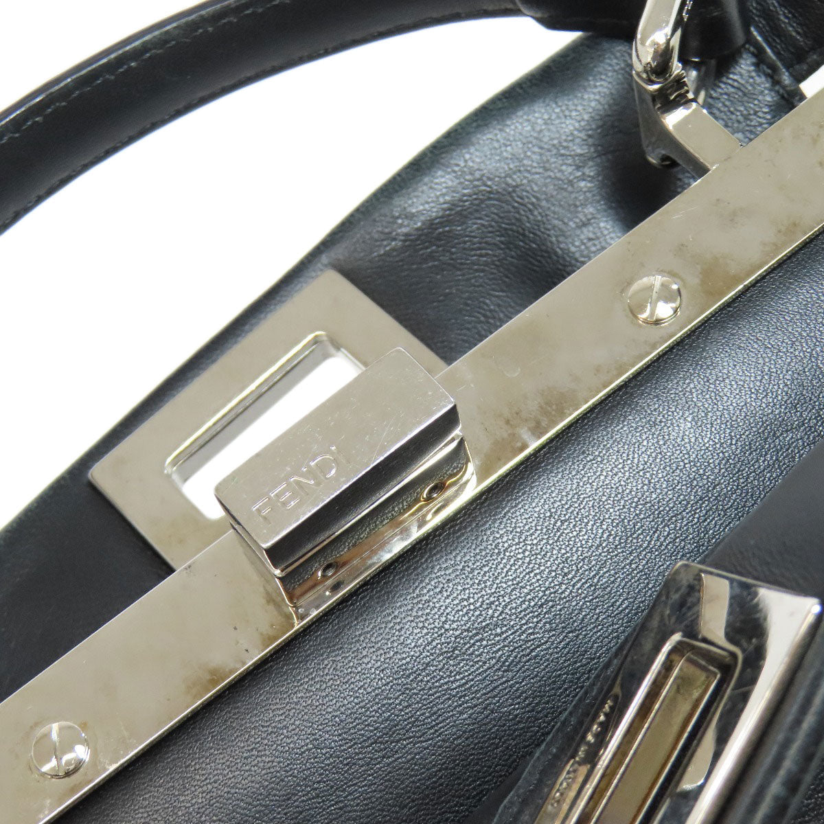 FENDI Handbag leather black Peekaboo Mini 2WAY Women Used