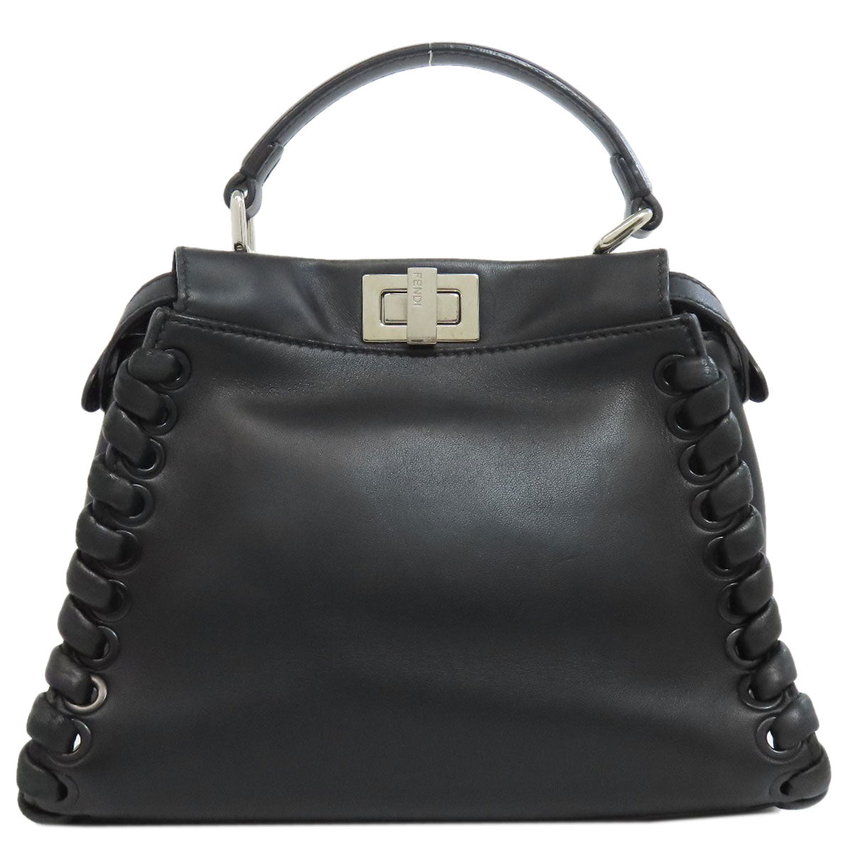 FENDI Handbag leather black Peekaboo Mini 2WAY Women Used
