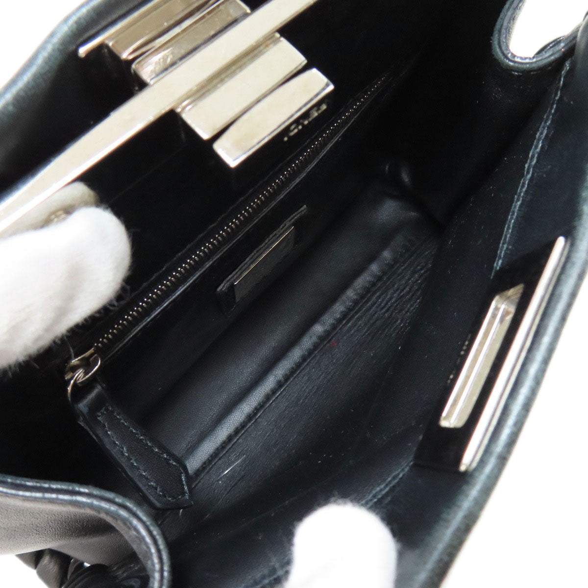 FENDI Handbag leather black Peekaboo Mini 2WAY Women Used