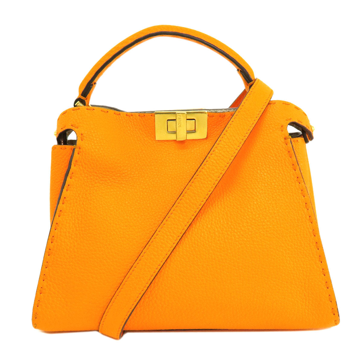 FENDI Handbag Calfskin Orange Peekaboo Celeria 2WAY Women Used