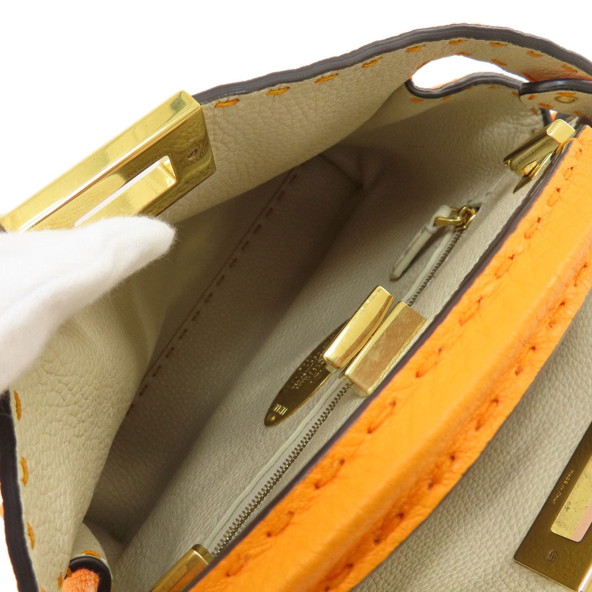 FENDI Handbag Calfskin Orange Peekaboo Celeria 2WAY Women Used
