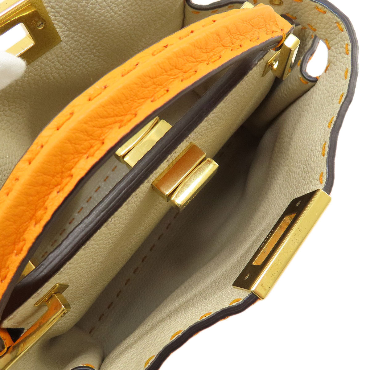 FENDI Handbag Calfskin Orange Peekaboo Celeria 2WAY Women Used
