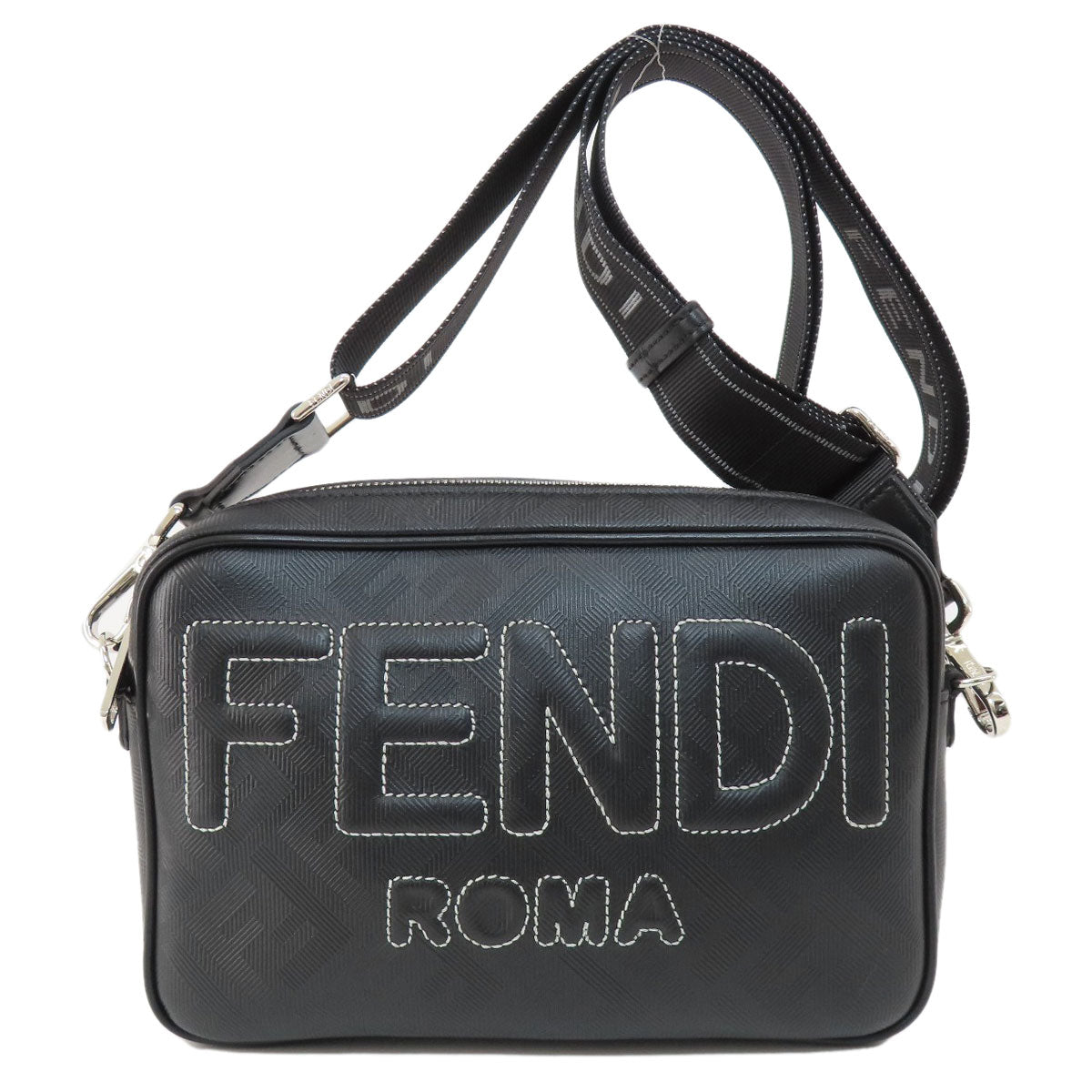 FENDI Shoulder Bag PVC black logo mens Used