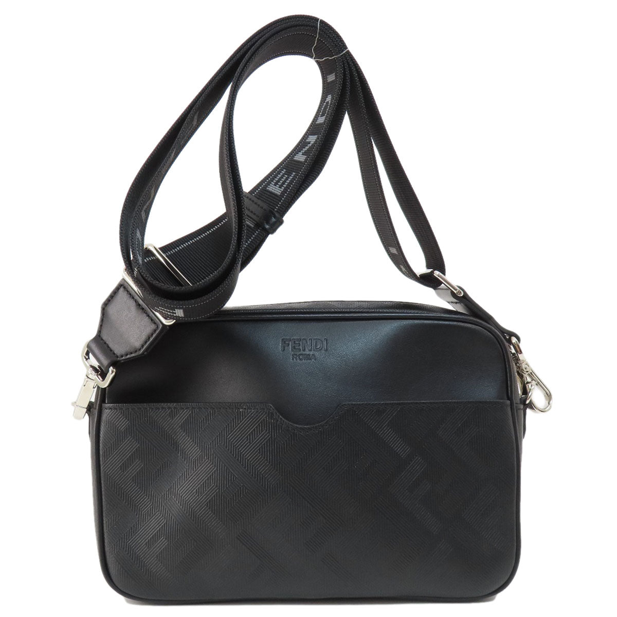 FENDI Shoulder Bag PVC black logo mens Used