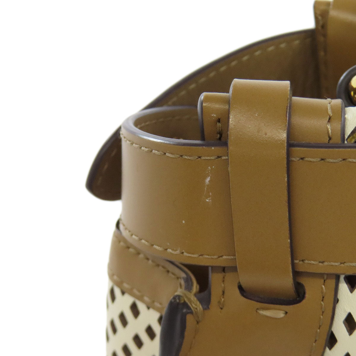 FENDI Handbag Calfskin Brown Peekaboo Punching 2WAY Women Used