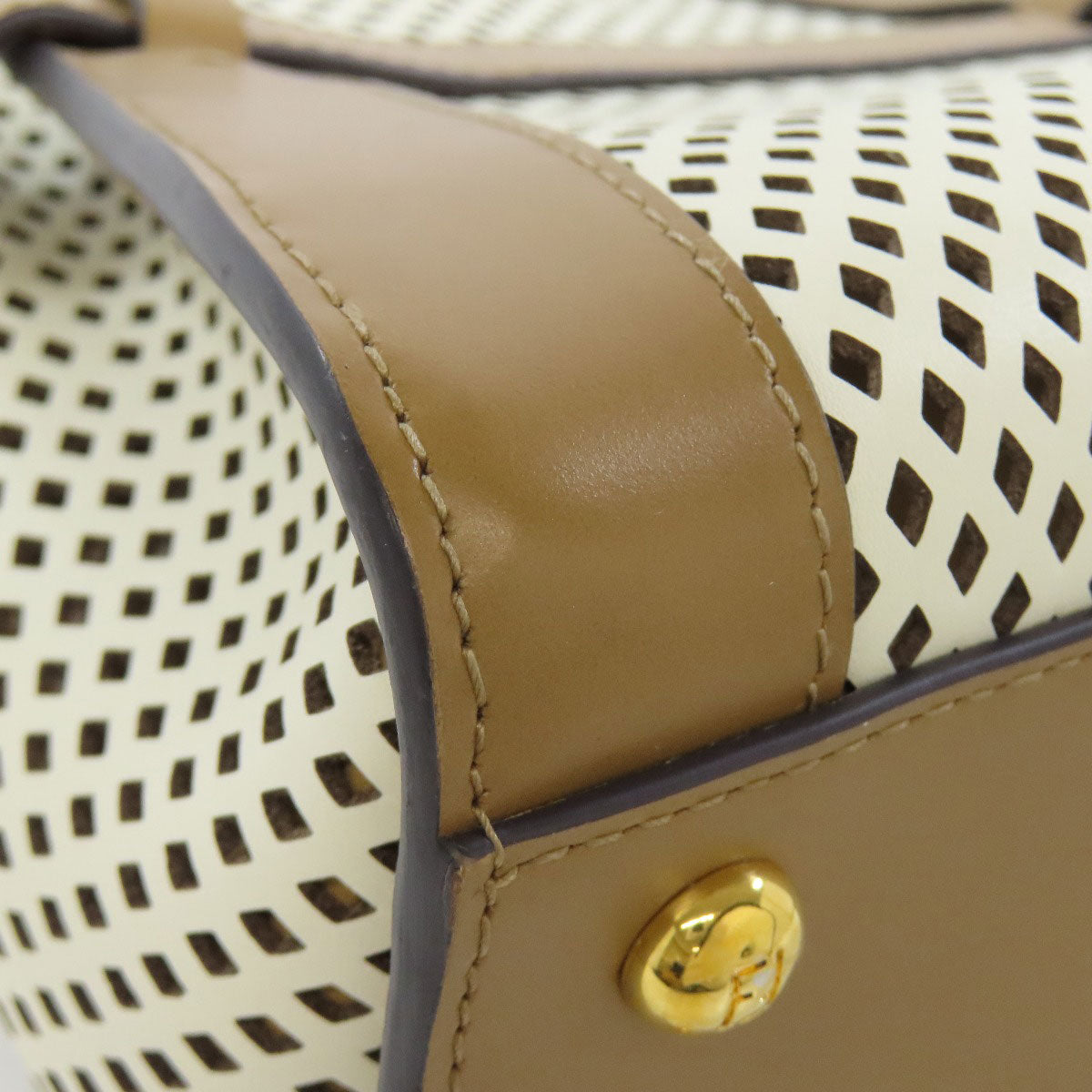 FENDI Handbag Calfskin Brown Peekaboo Punching 2WAY Women Used