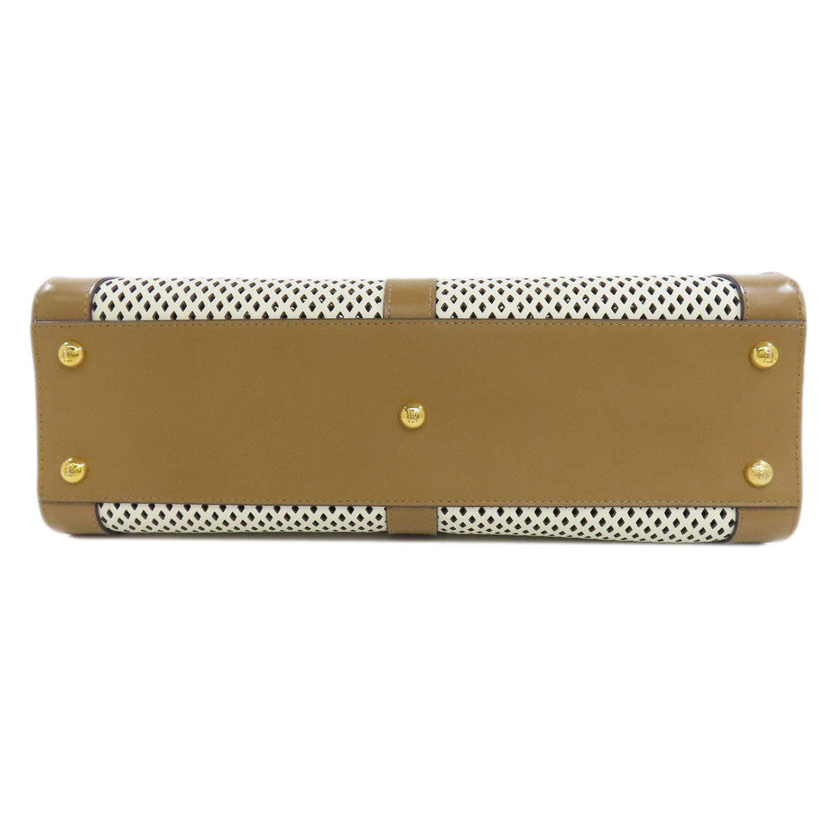 FENDI Handbag Calfskin Brown Peekaboo Punching 2WAY Women Used