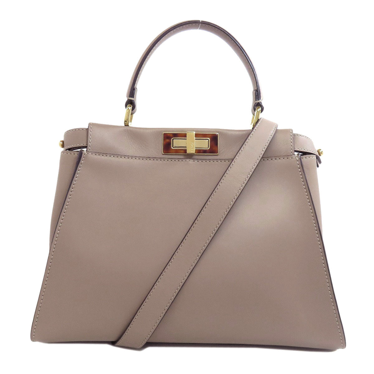 FENDI Handbag Calfskin gray Peekaboo 2WAY Women Used