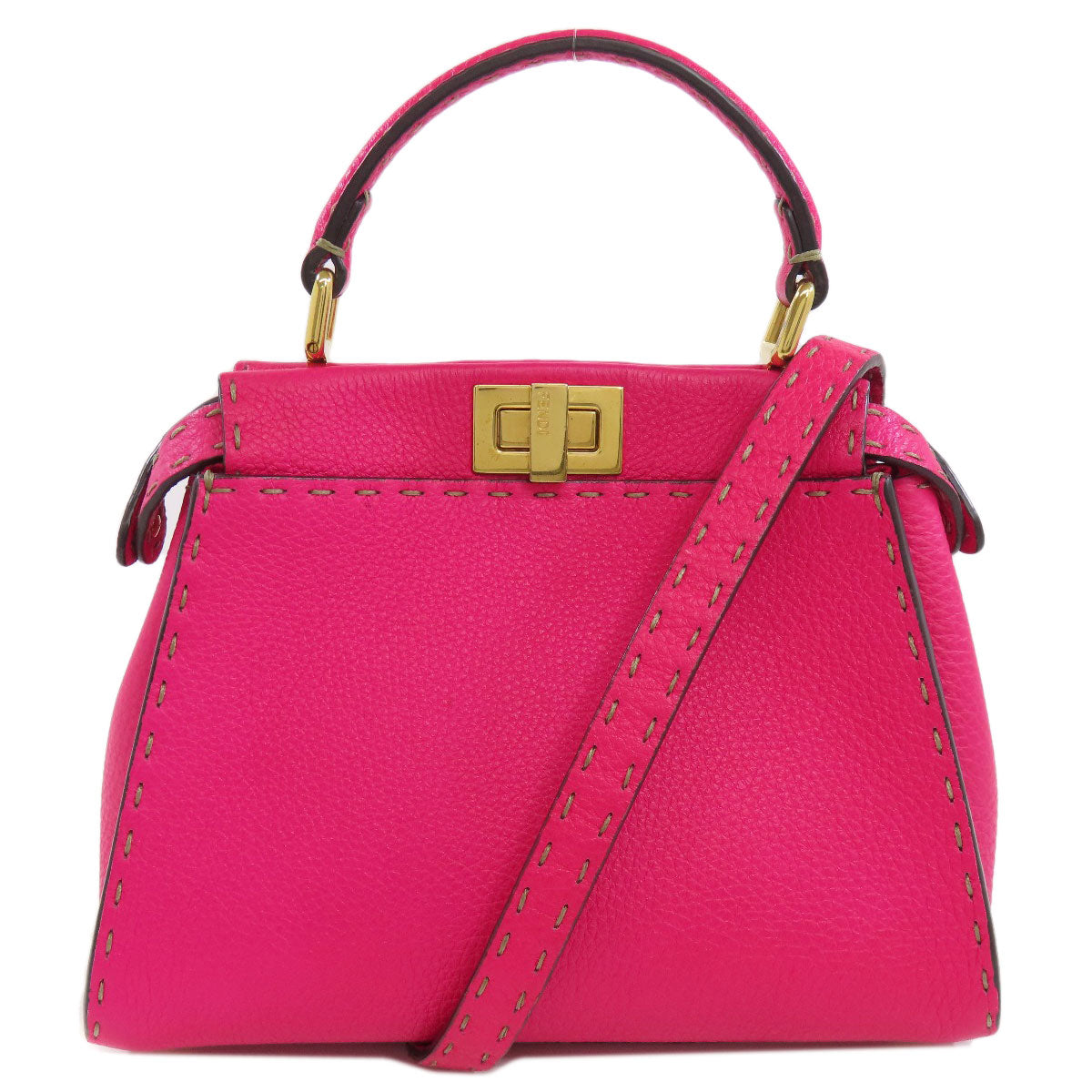 FENDI Handbag Calfskin pink Peekaboo Mini Selleria 2WAY Women Used