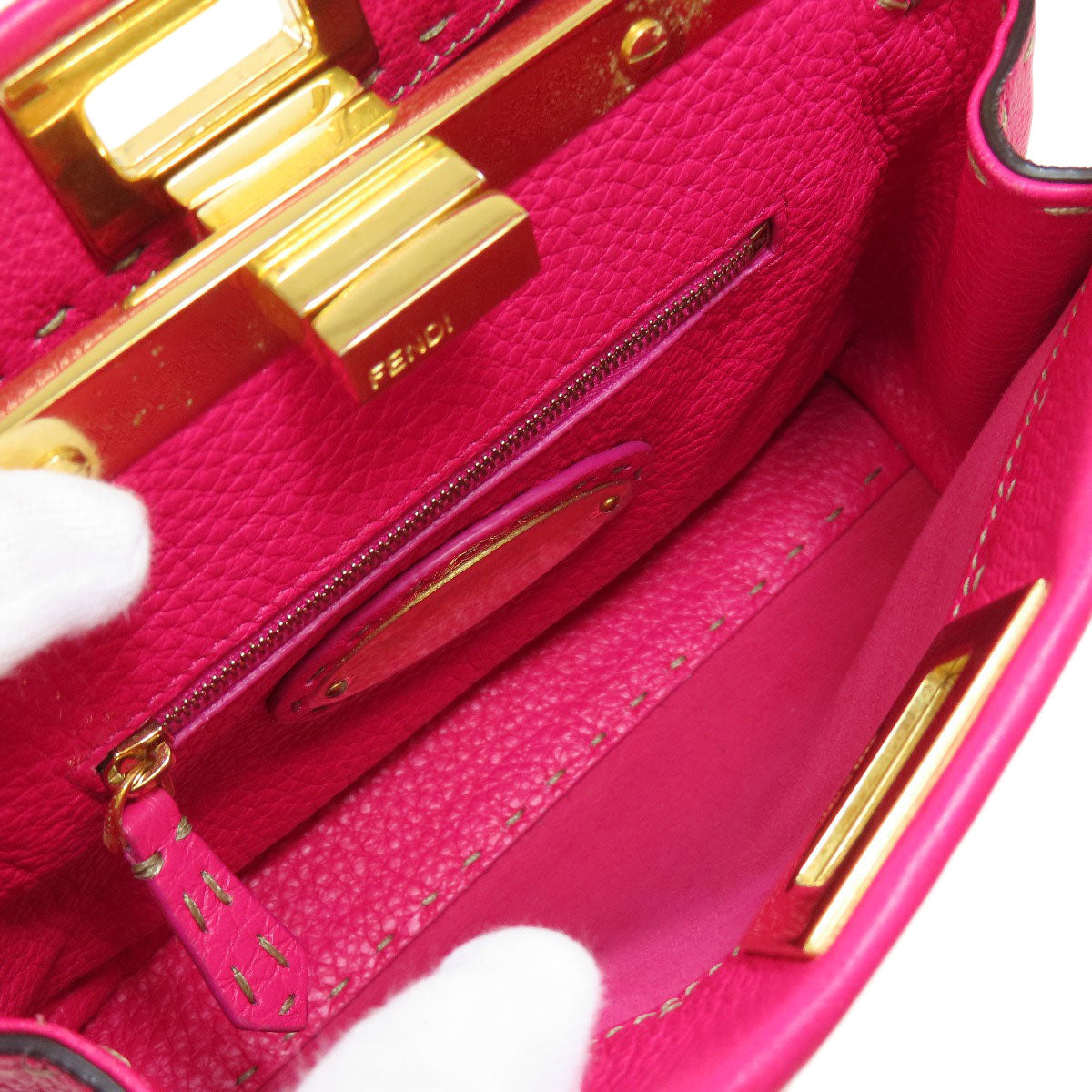 FENDI Handbag Calfskin pink Peekaboo Mini Selleria 2WAY Women Used