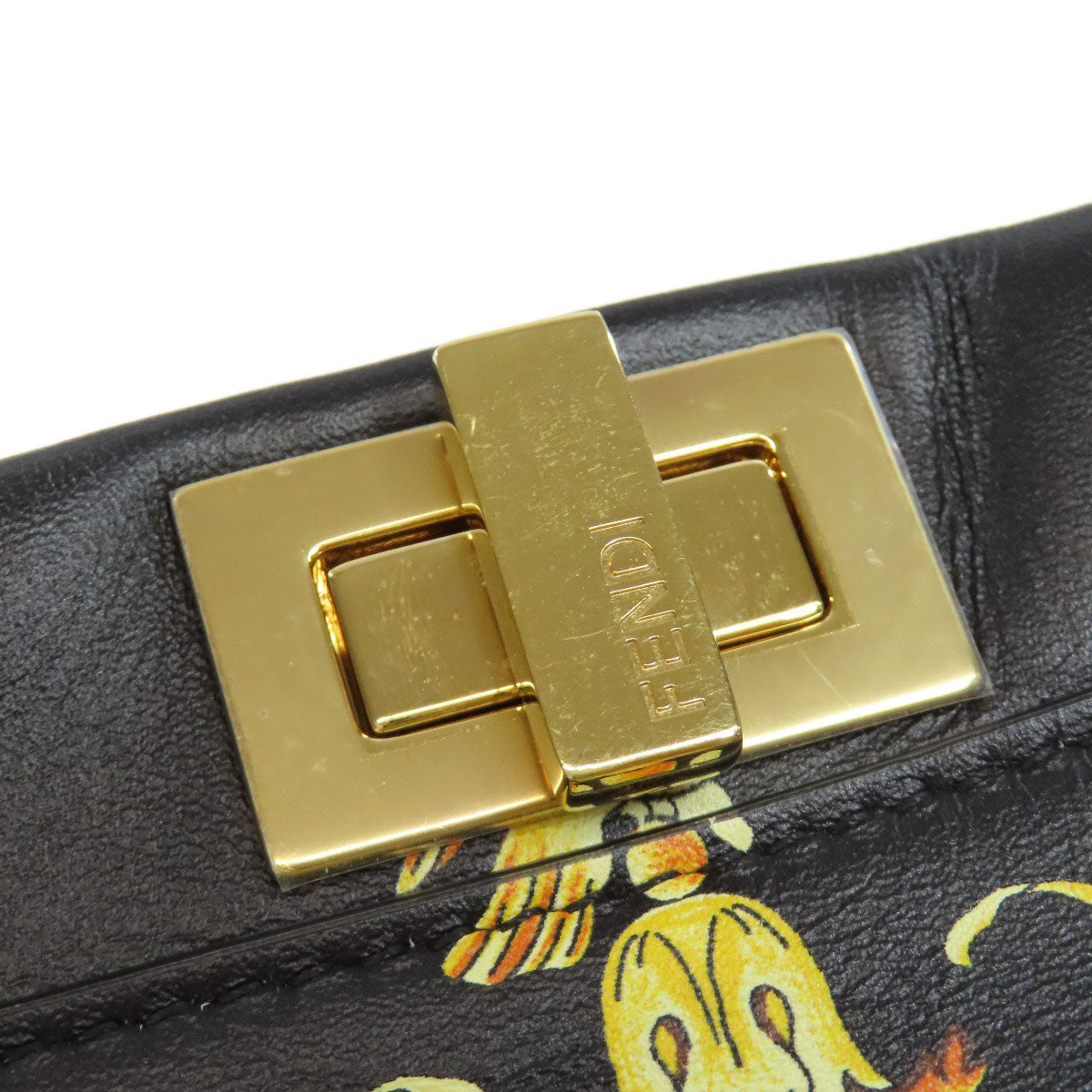 FENDI Handbag Calfskin black Fender Che Mini Peekaboo Women Used