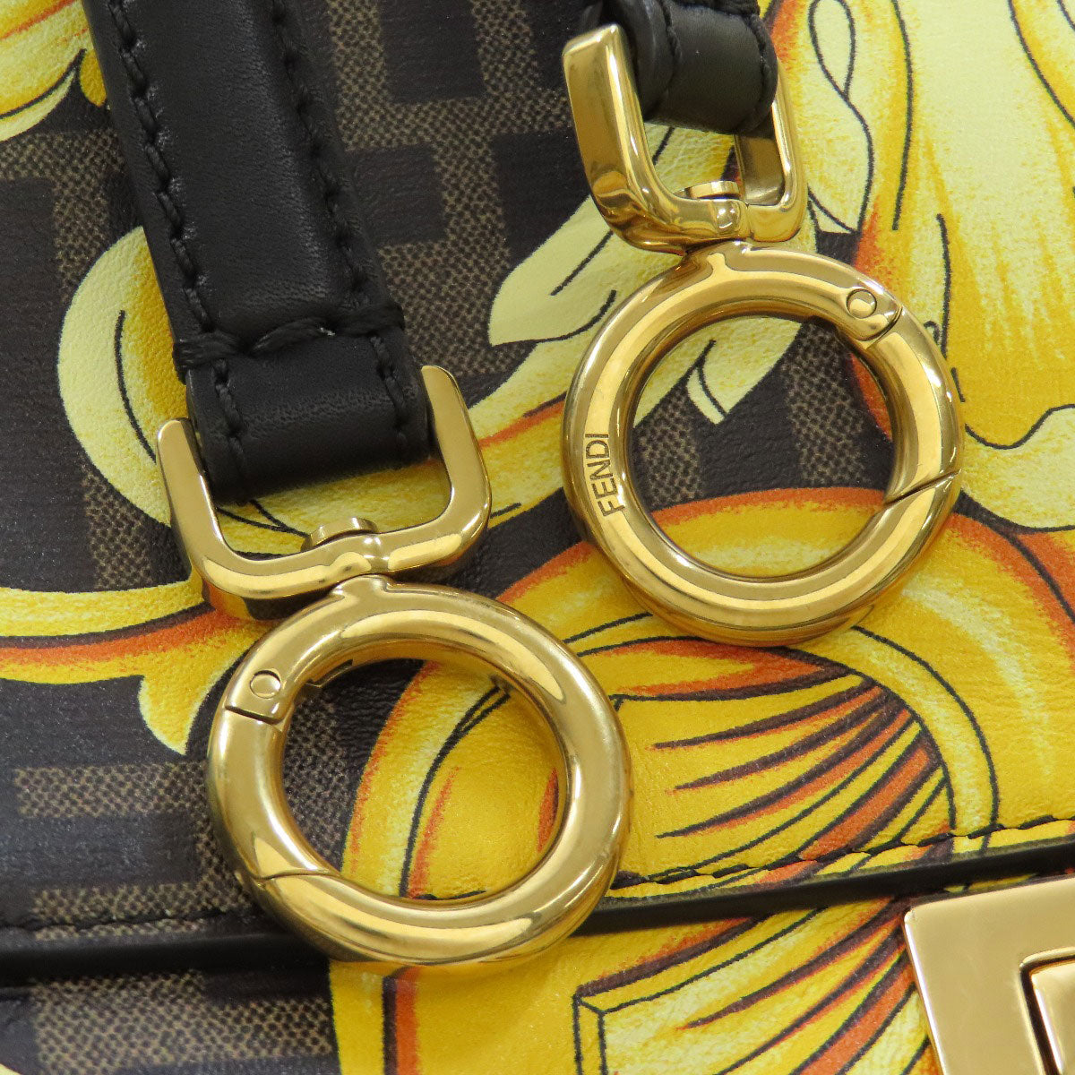 FENDI Handbag Calfskin black Fender Che Mini Peekaboo Women Used