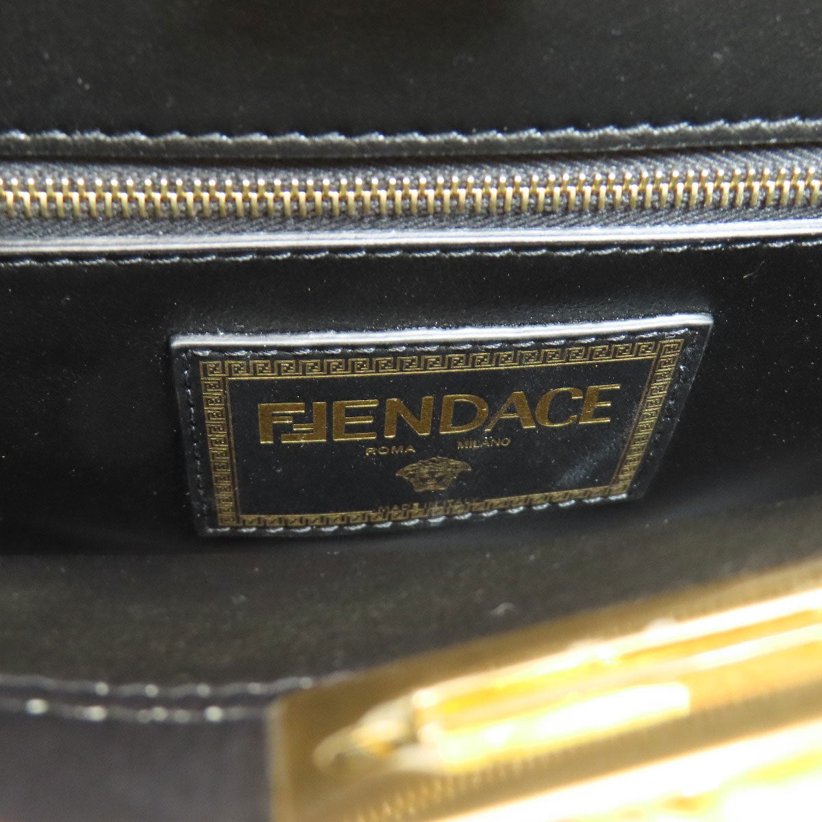 FENDI Handbag Calfskin black Fender Che Mini Peekaboo Women Used