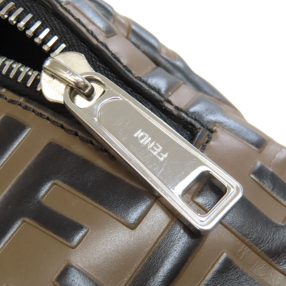 FENDI Sling bag Calfskin Brown Zucca Pattern Women Used