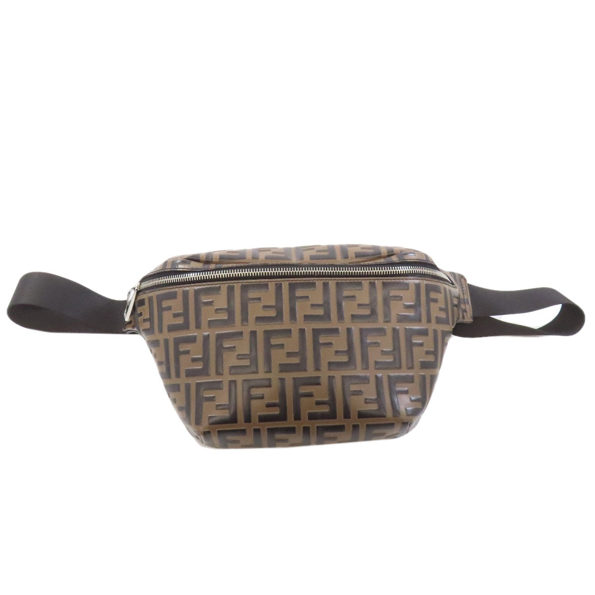 FENDI Sling bag Calfskin Brown Zucca Pattern Women Used