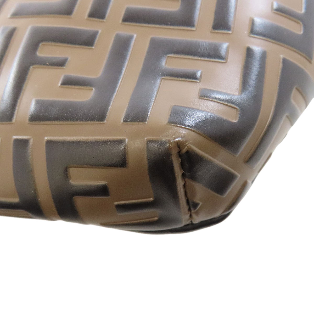 FENDI Sling bag Calfskin Brown Zucca Pattern Women Used