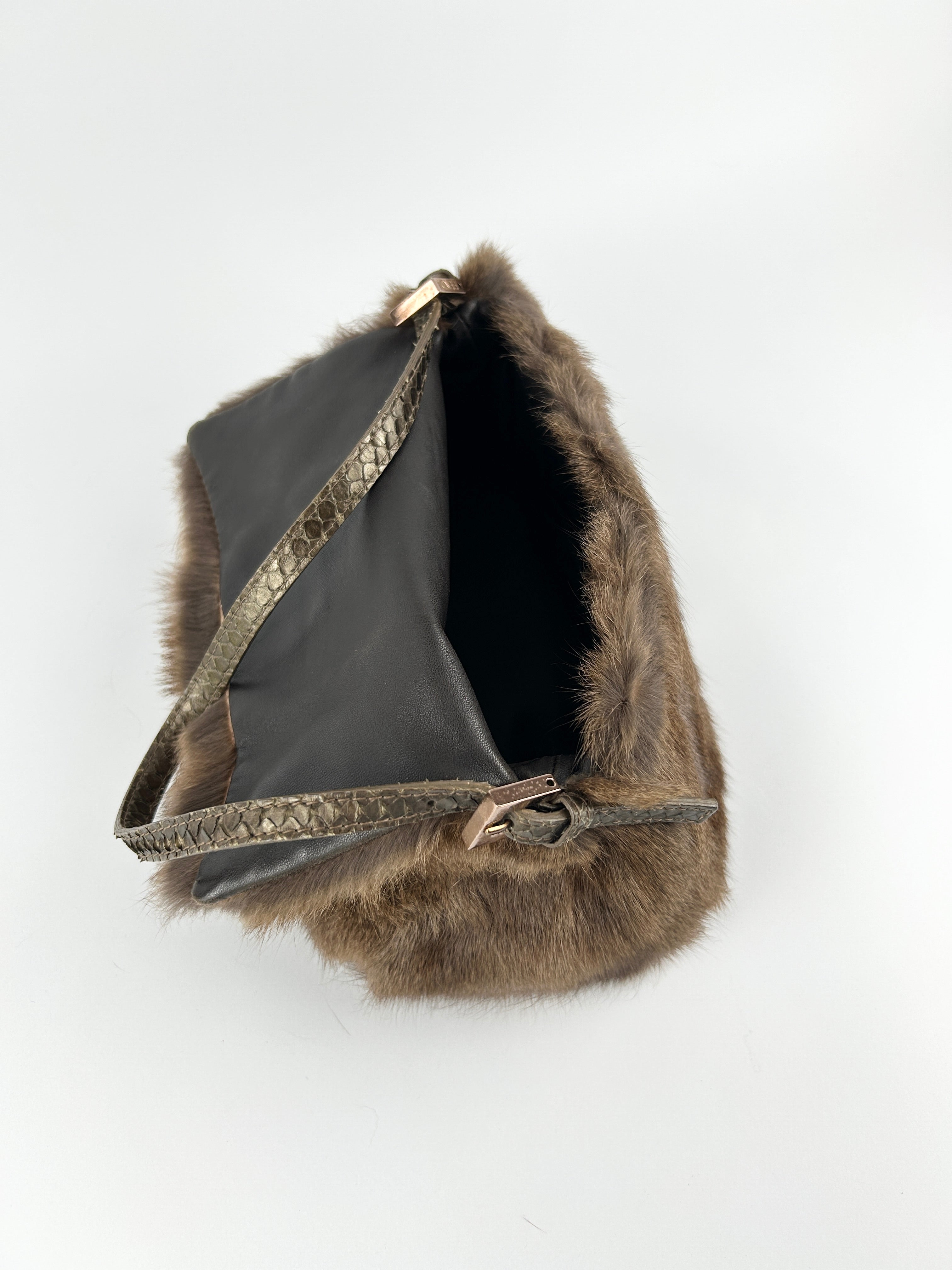 Vintage Fendi Mink Fur Mini Baguette Shoulder Bag
