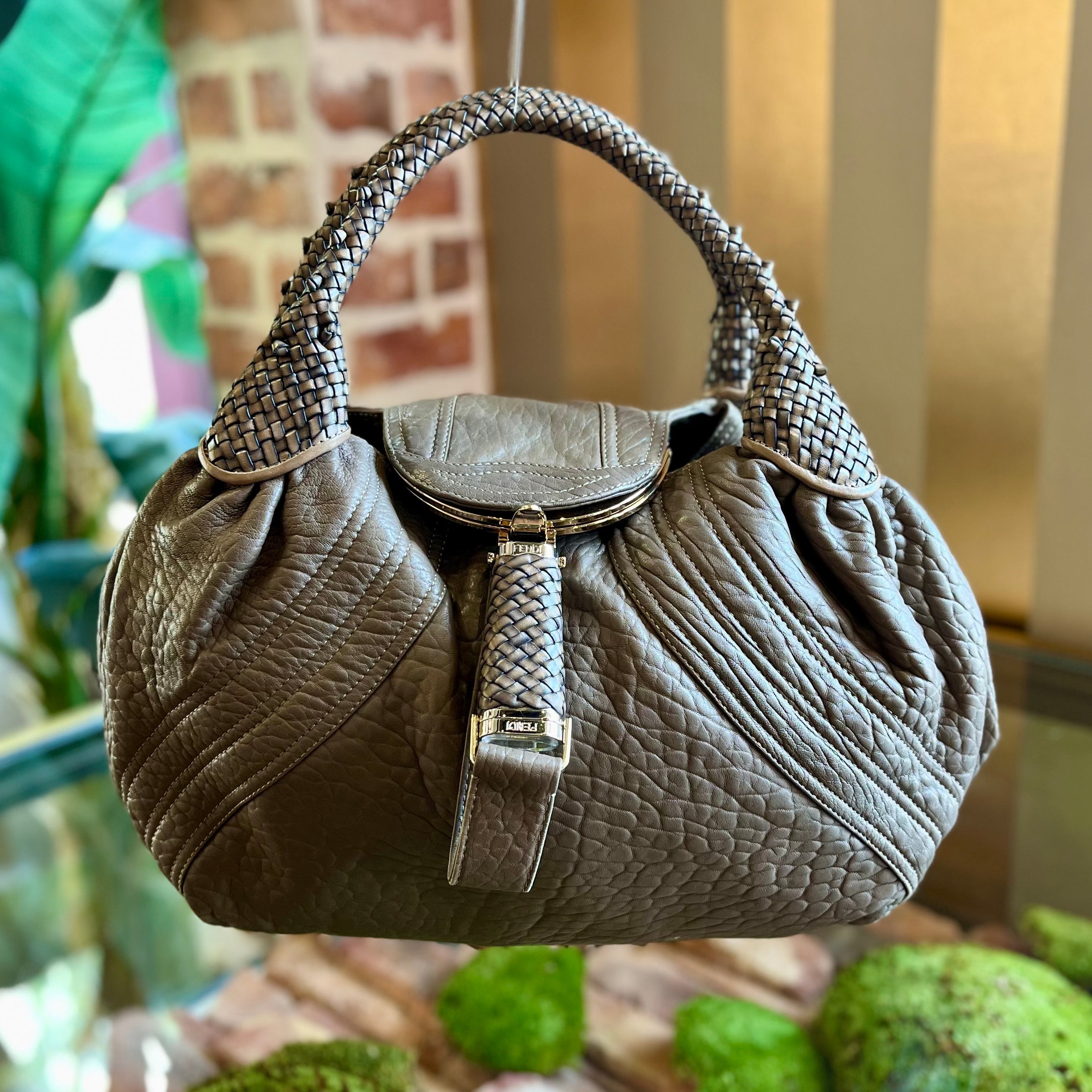 FENDI Spy Taupe Leather Shoulder Bag