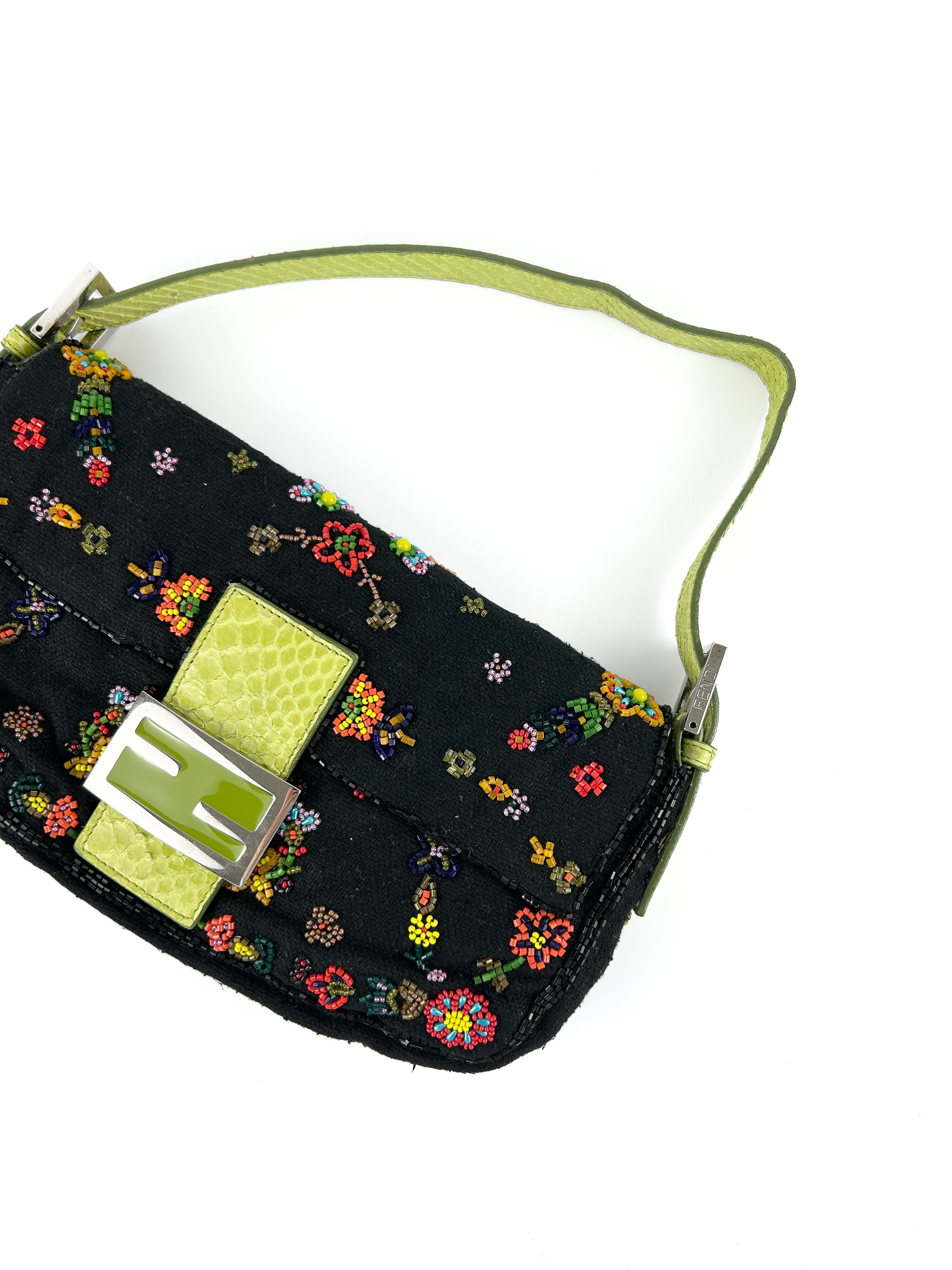 Vintage Fendi Beaded Baguette Shoulder Bag