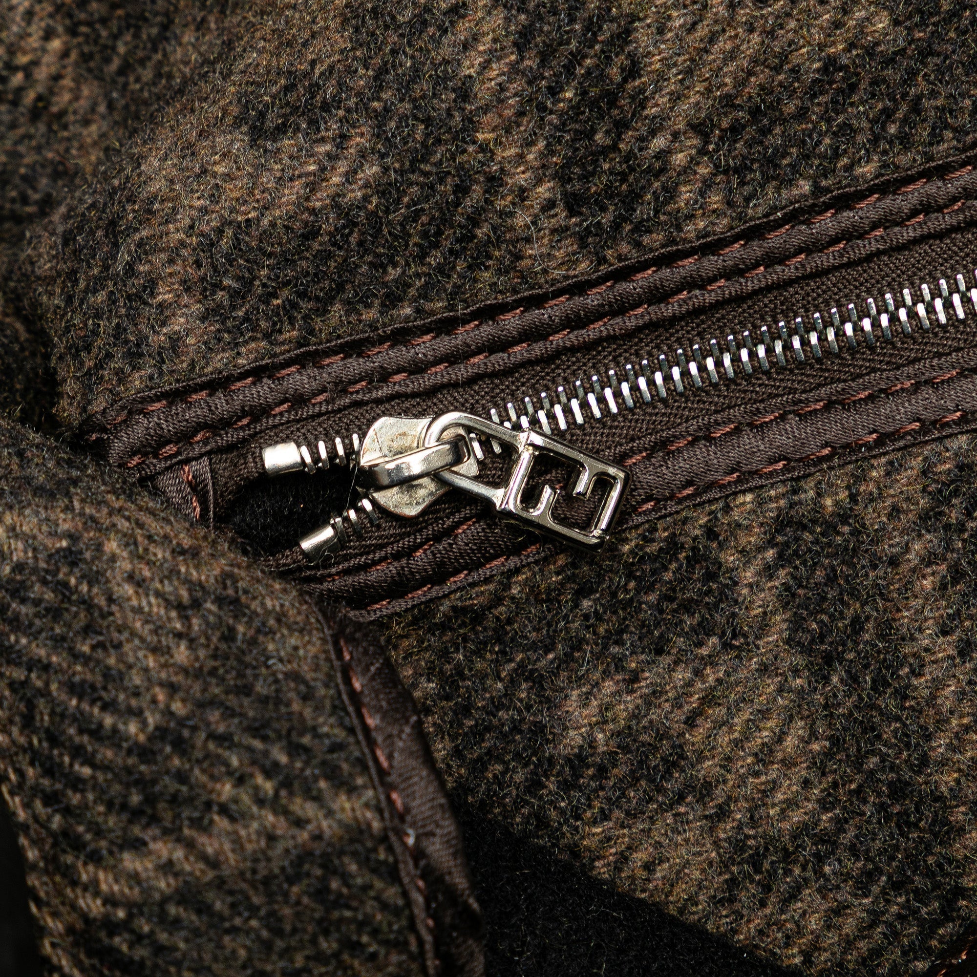 Brown Fendi Wool Mamma Baguette Shoulder Bag