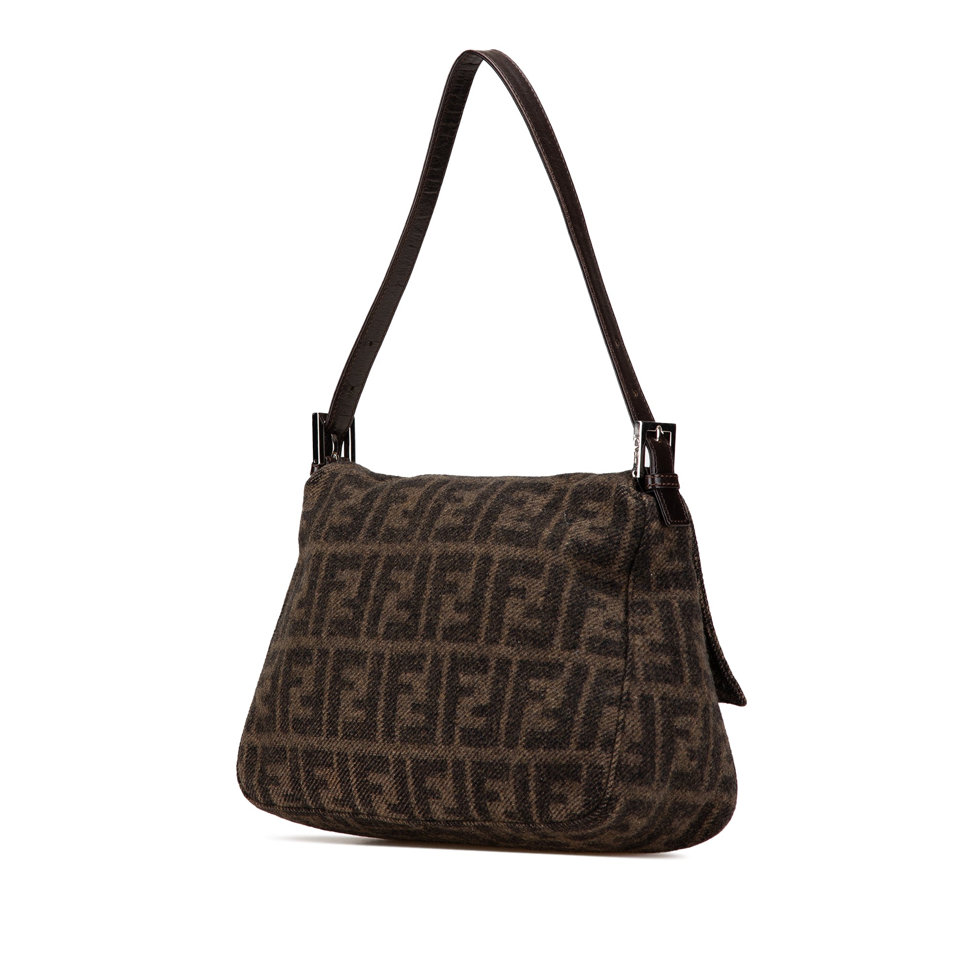 Brown Fendi Wool Mamma Baguette Shoulder Bag