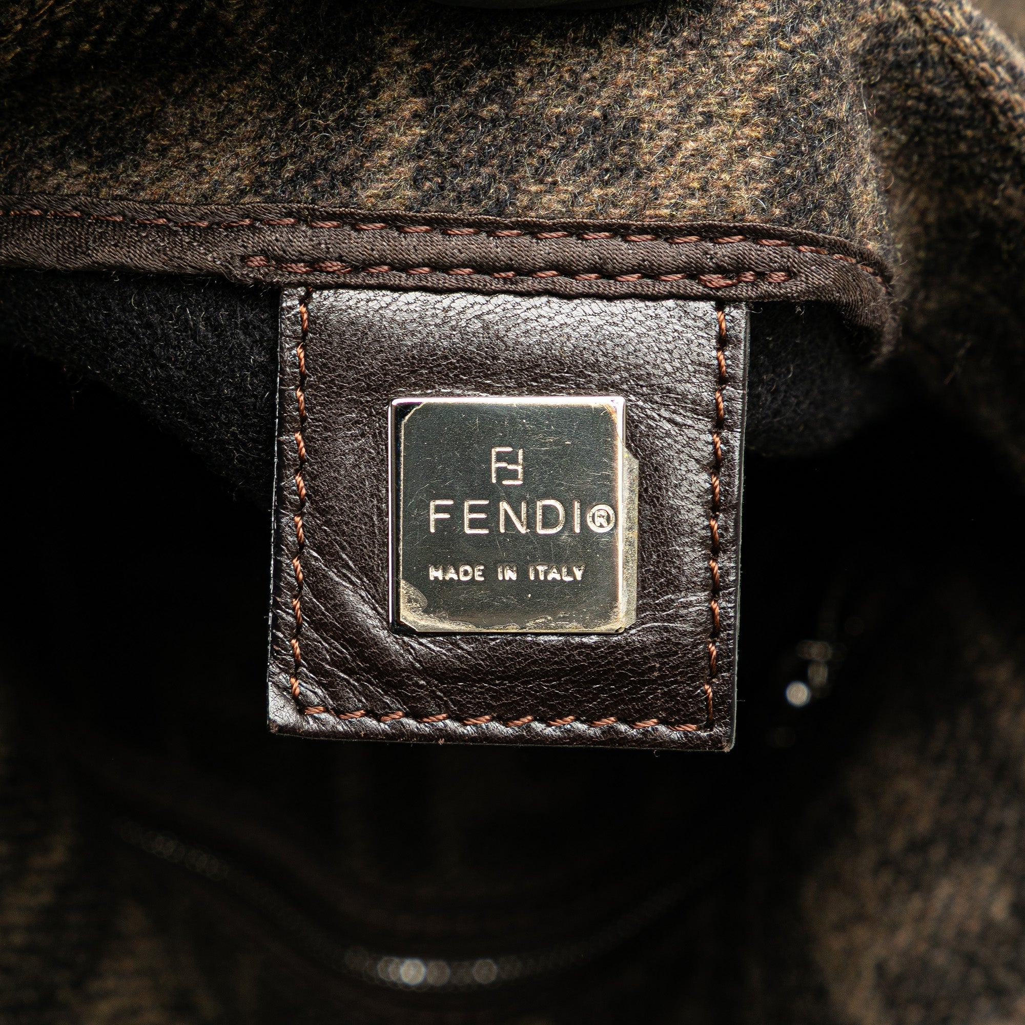 Brown Fendi Wool Mamma Baguette Shoulder Bag