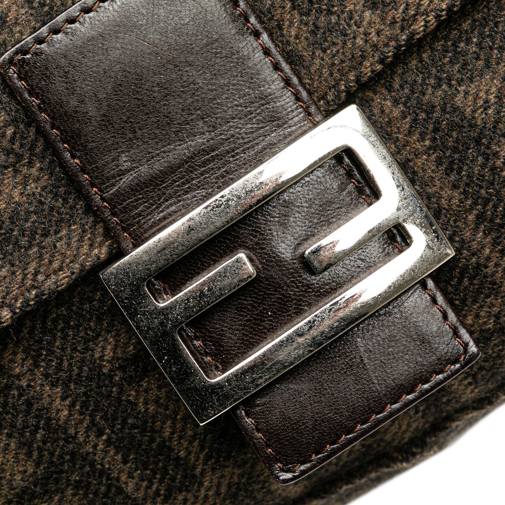 Brown Fendi Wool Mamma Baguette Shoulder Bag