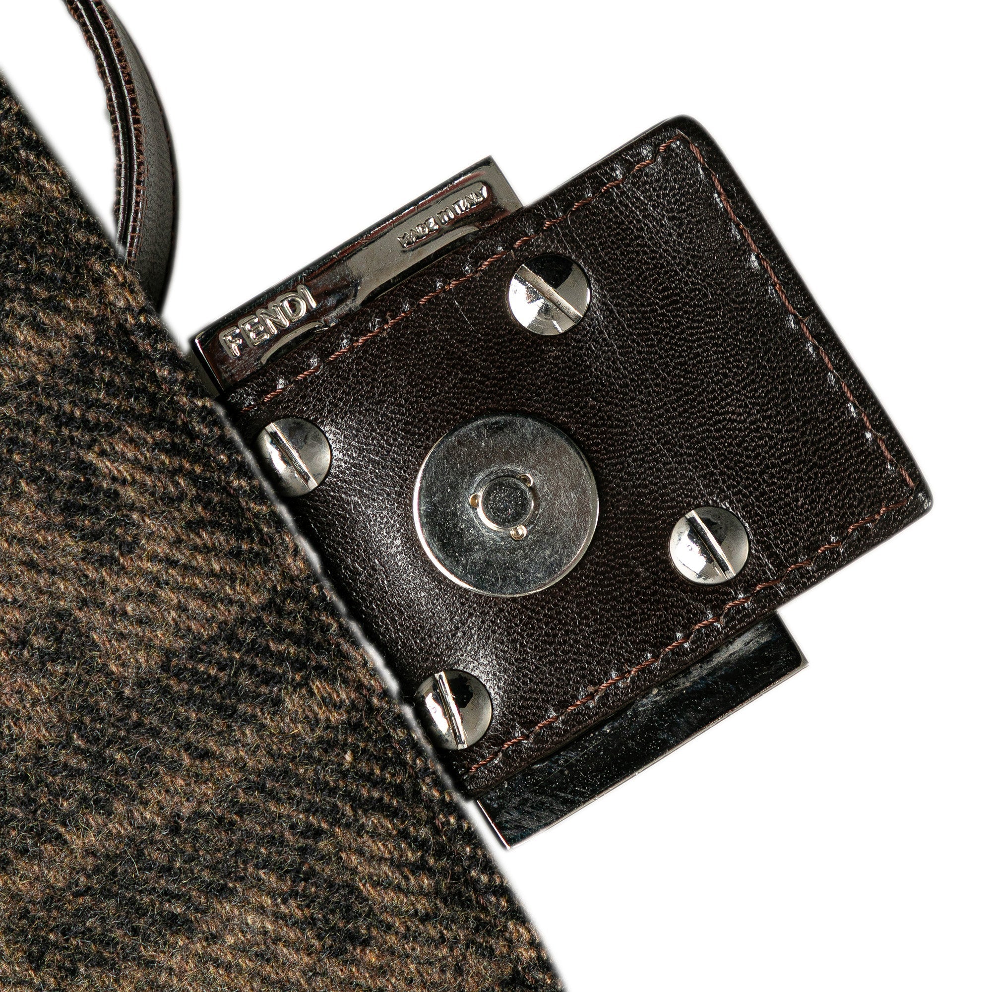 Brown Fendi Wool Mamma Baguette Shoulder Bag
