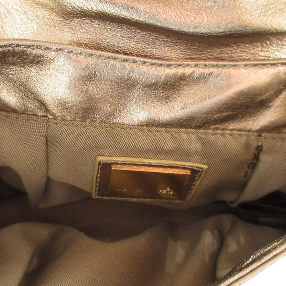FENDI Pouch 8BK042 leather gold Mini Bag Shoulder Pouch Zucca Pattern Women Secondhand