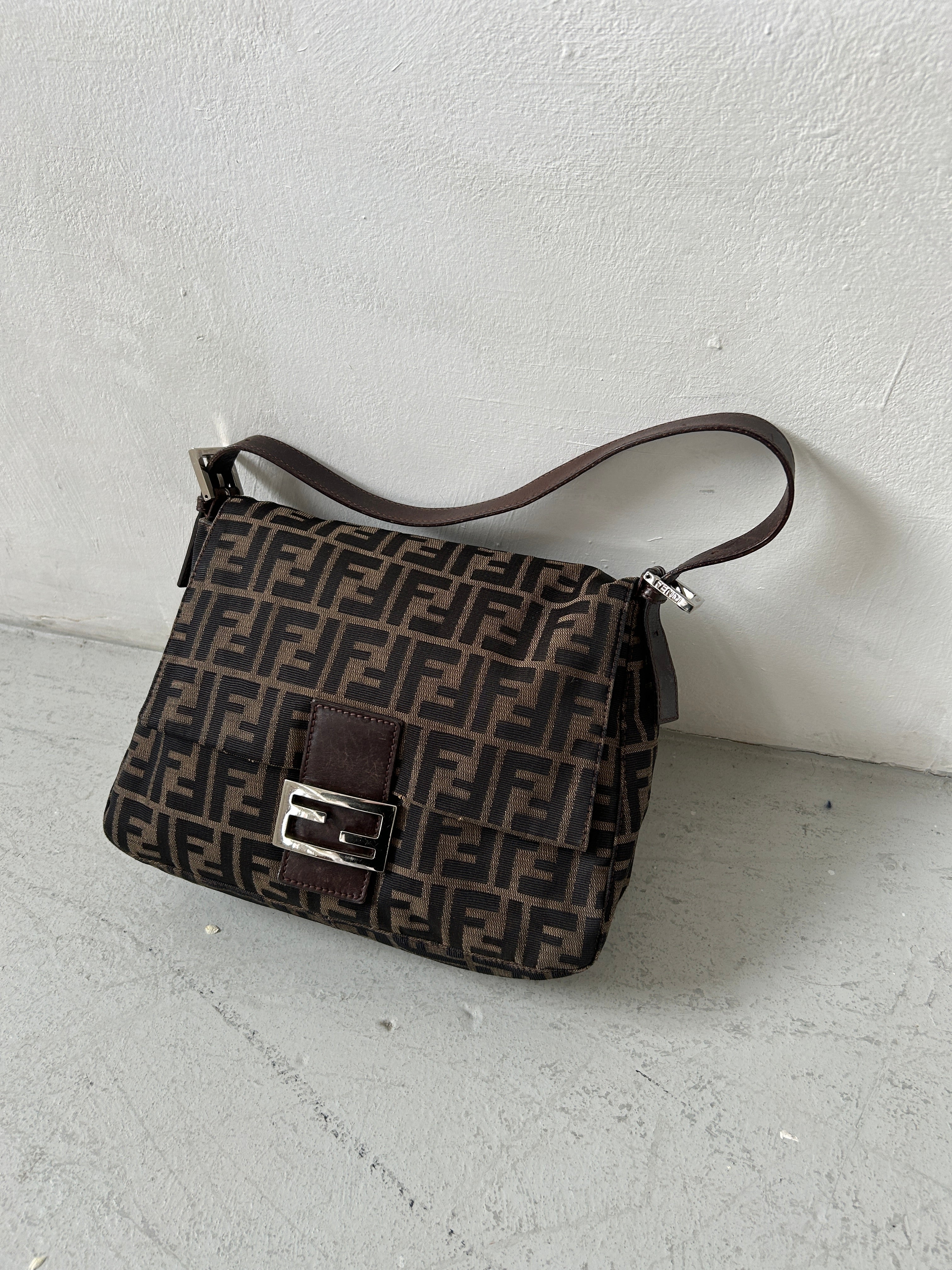 Vintage Fendi Zucca Mamma Baguette Shoulder Bag