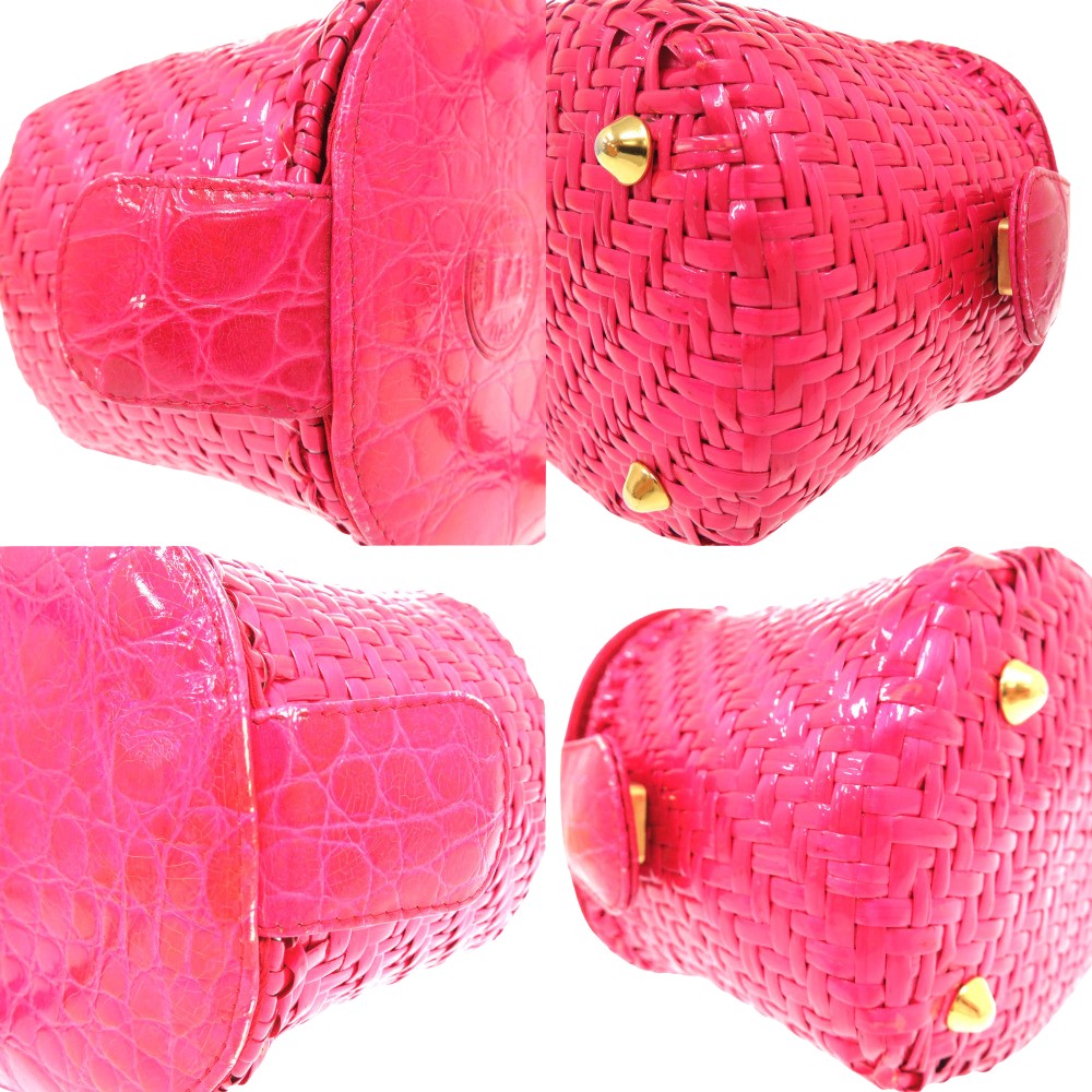 FENDI Handbag straw pink Basket bag vanity bag Women Used