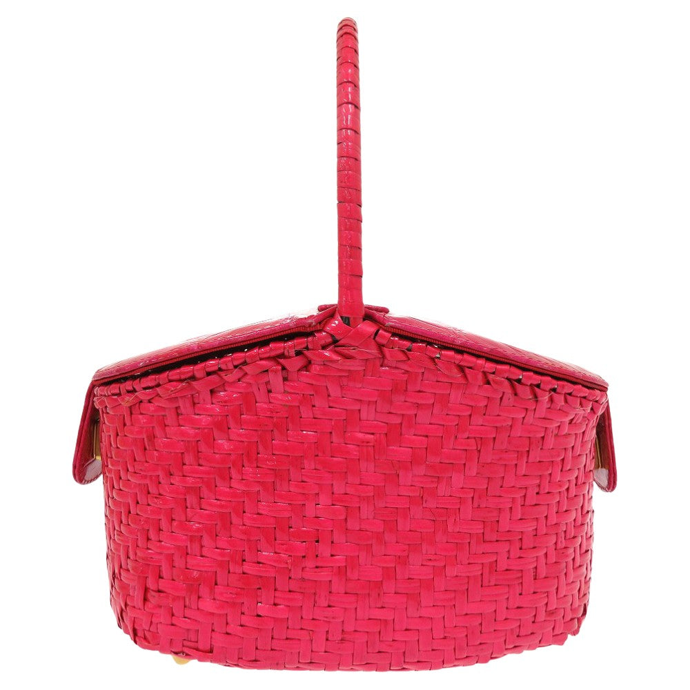FENDI Handbag straw pink Basket bag vanity bag Women Used