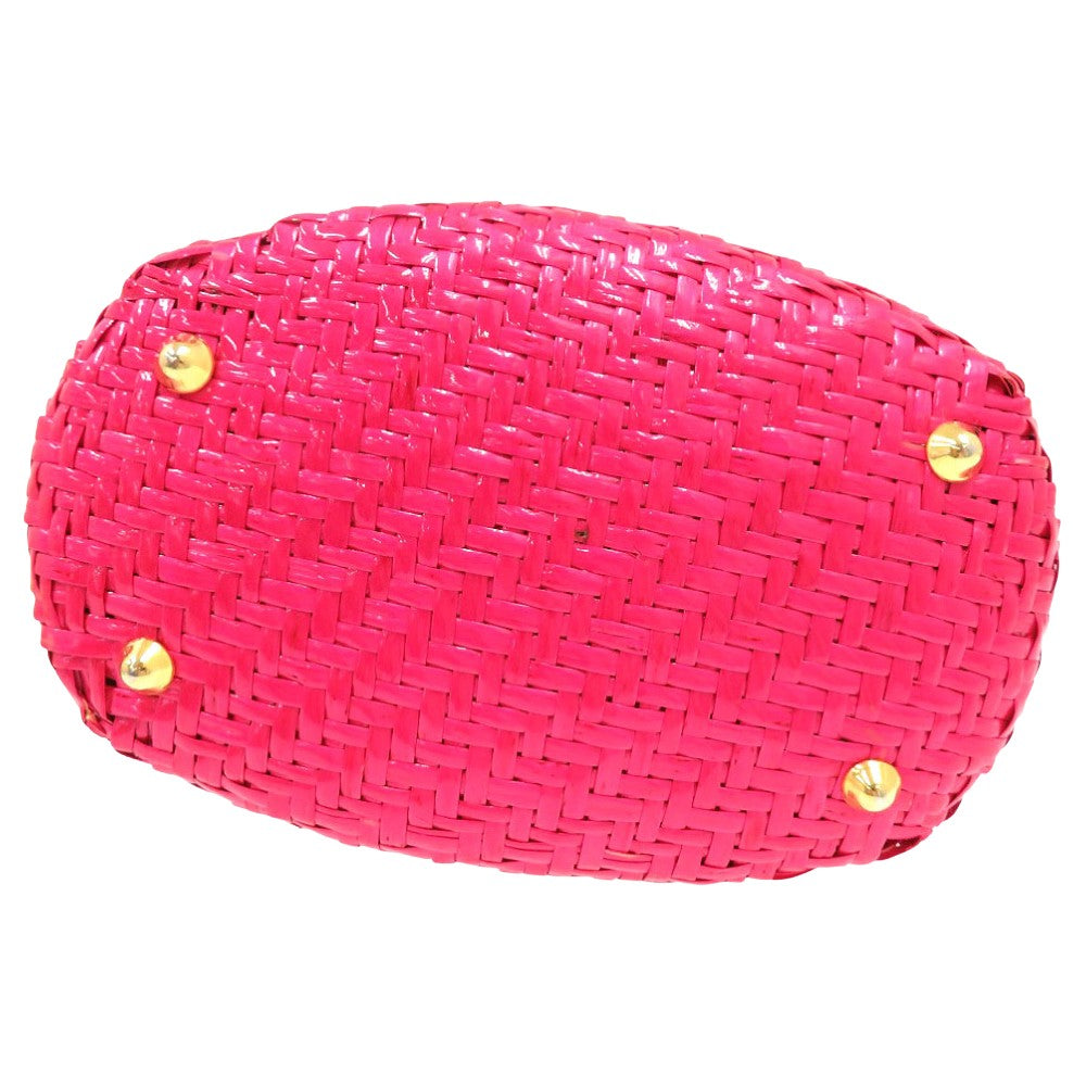 FENDI Handbag straw pink Basket bag vanity bag Women Used