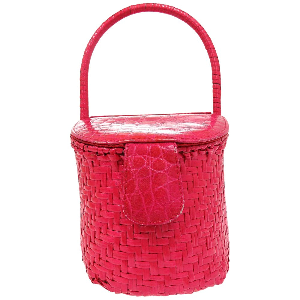 FENDI Handbag straw pink Basket bag vanity bag Women Used