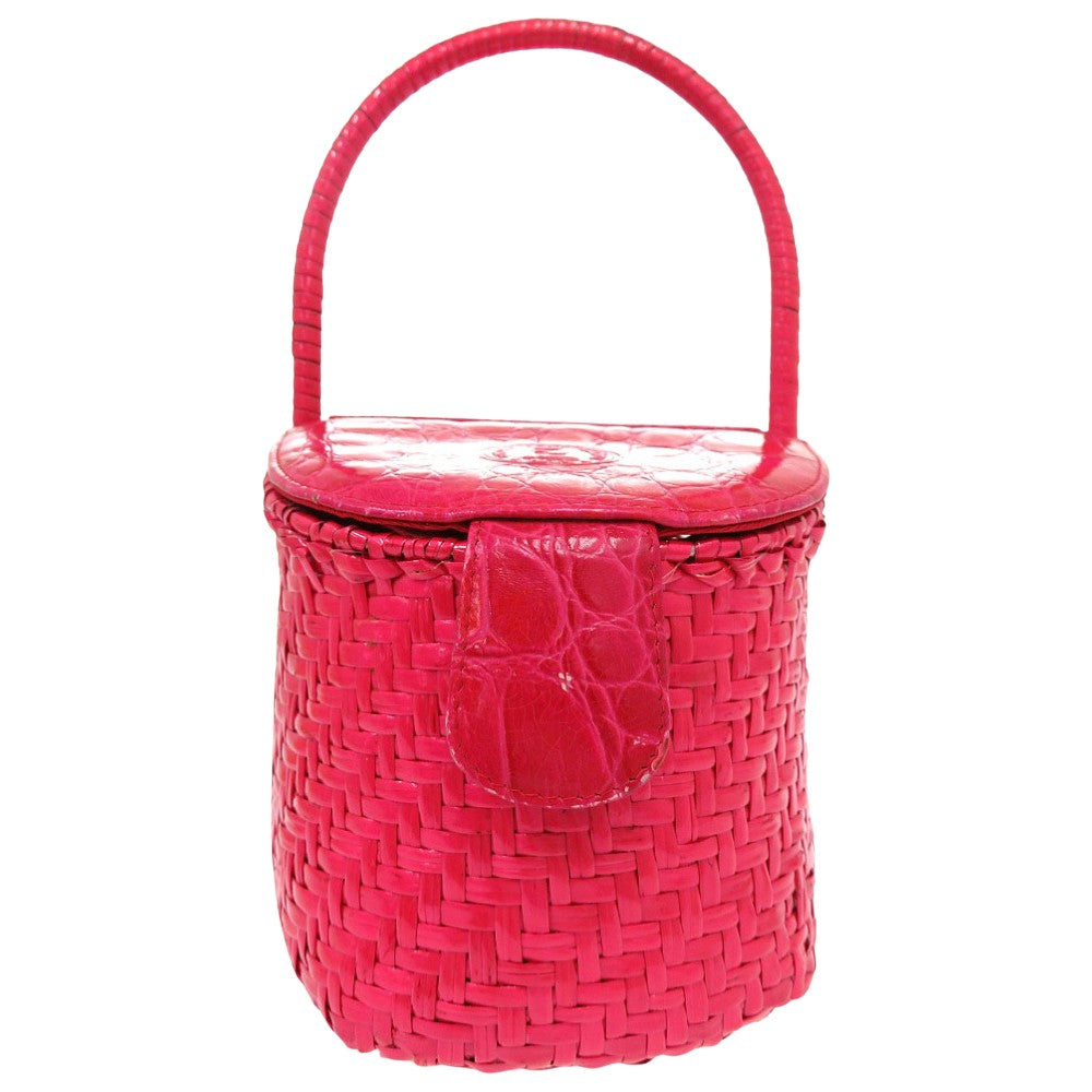 FENDI Handbag straw pink Basket bag vanity bag Women Used