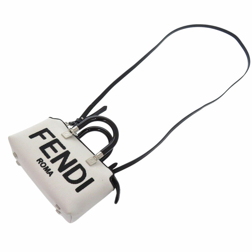 FENDI Handbag 8BS067 ANVG Canvas, Leather white By the way small Women Used