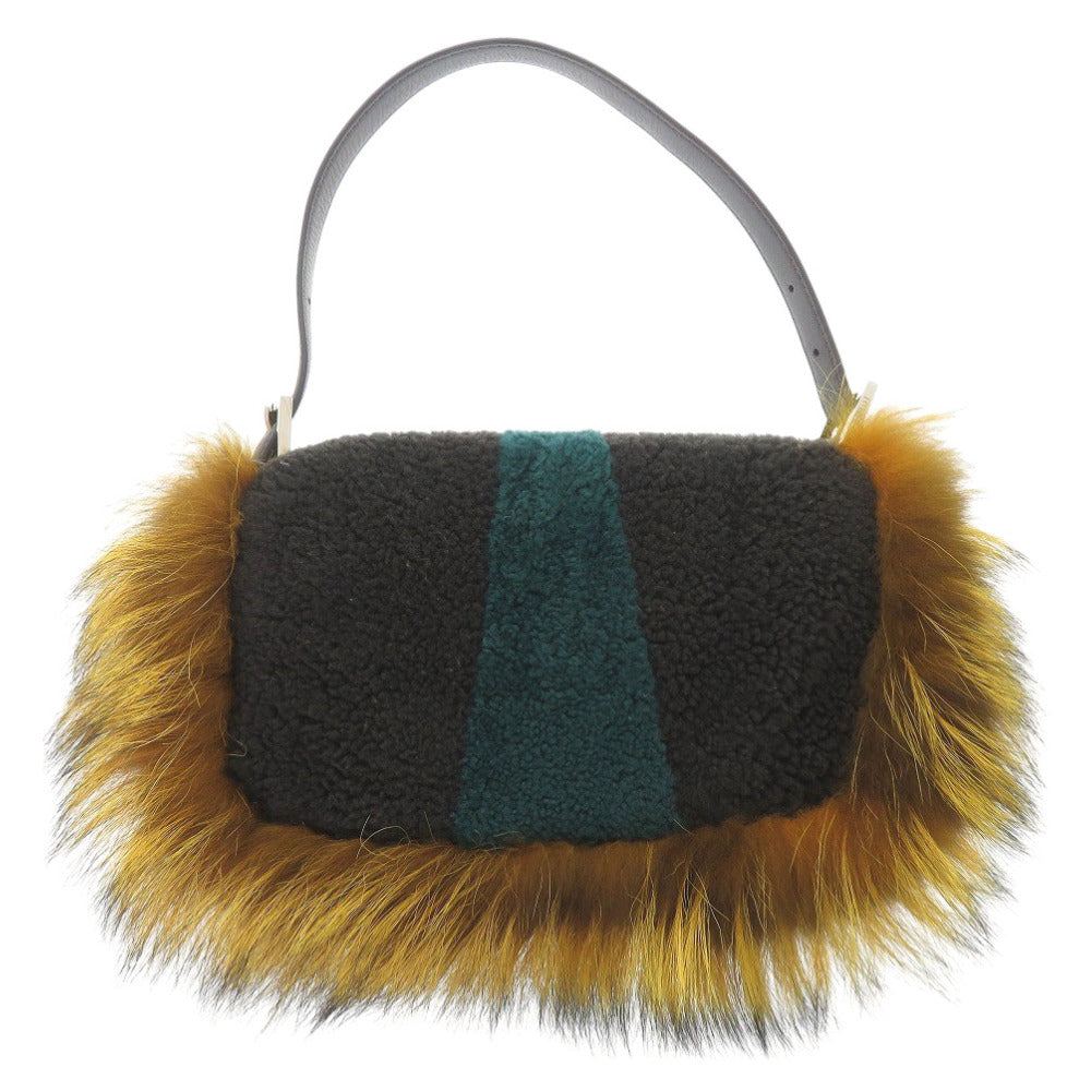 FENDI Handbag 8BR600 Fox, Mouton yellow Mamma Bucket Monster unisex(Unisex) Used
