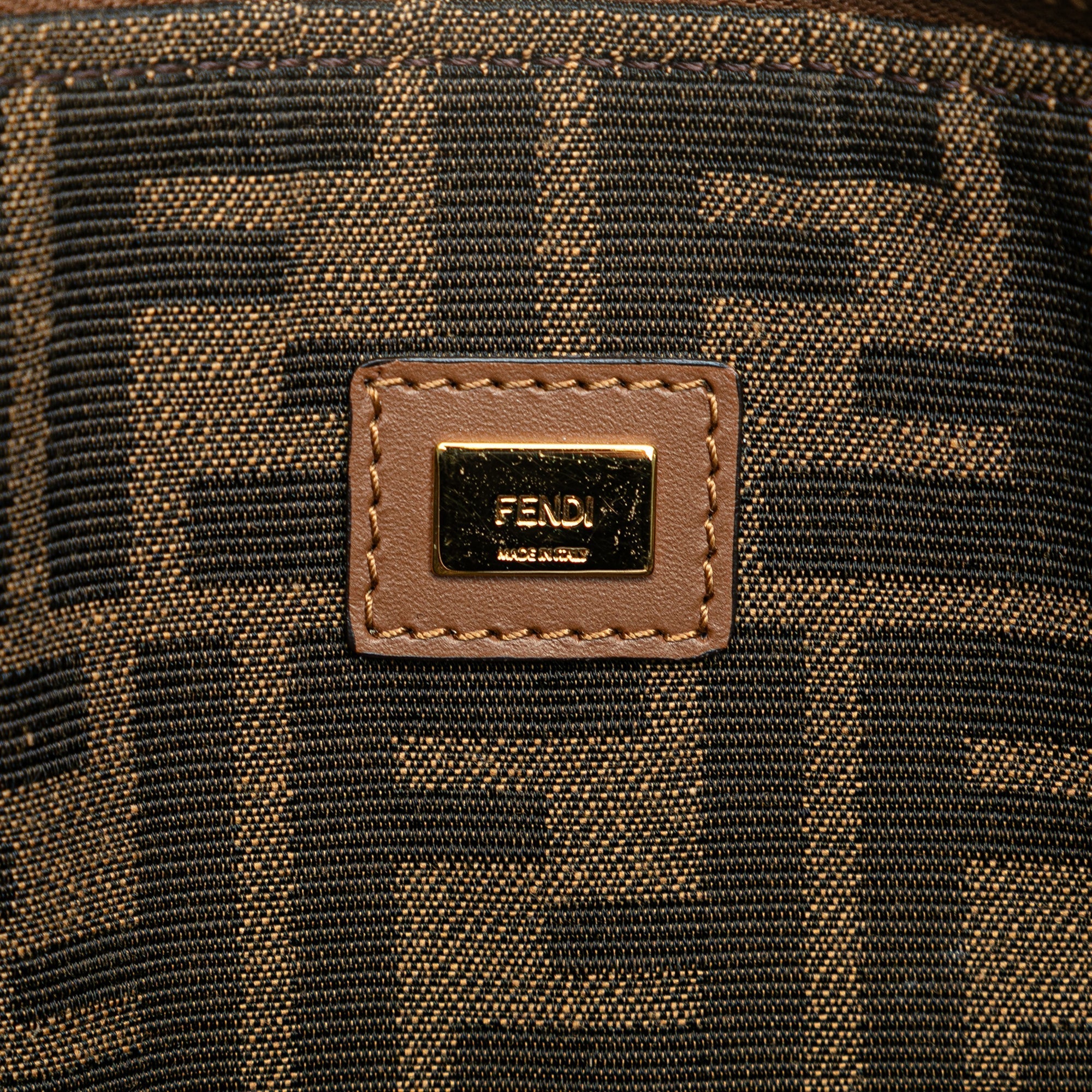 Brown Fendi Shearling FF Flat Pouch Clutch Bag