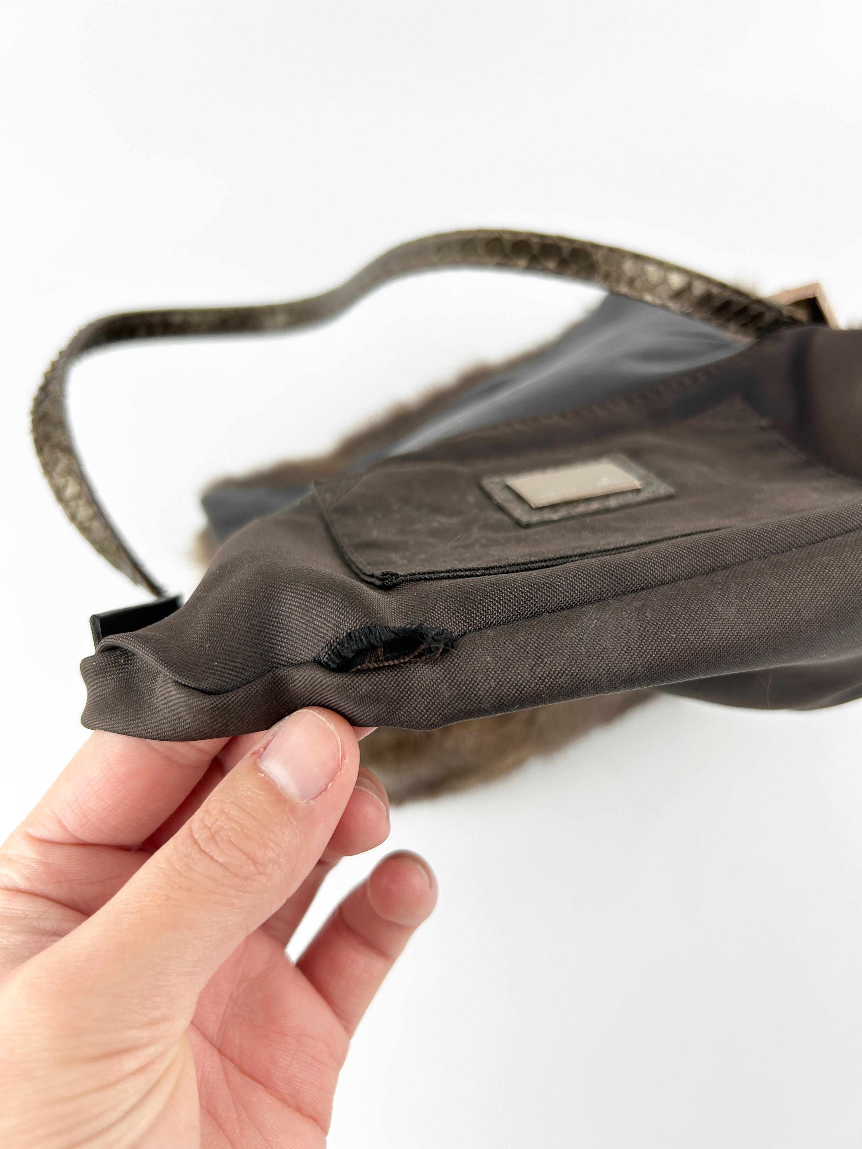 Vintage Fendi Mink Fur Mini Baguette Shoulder Bag