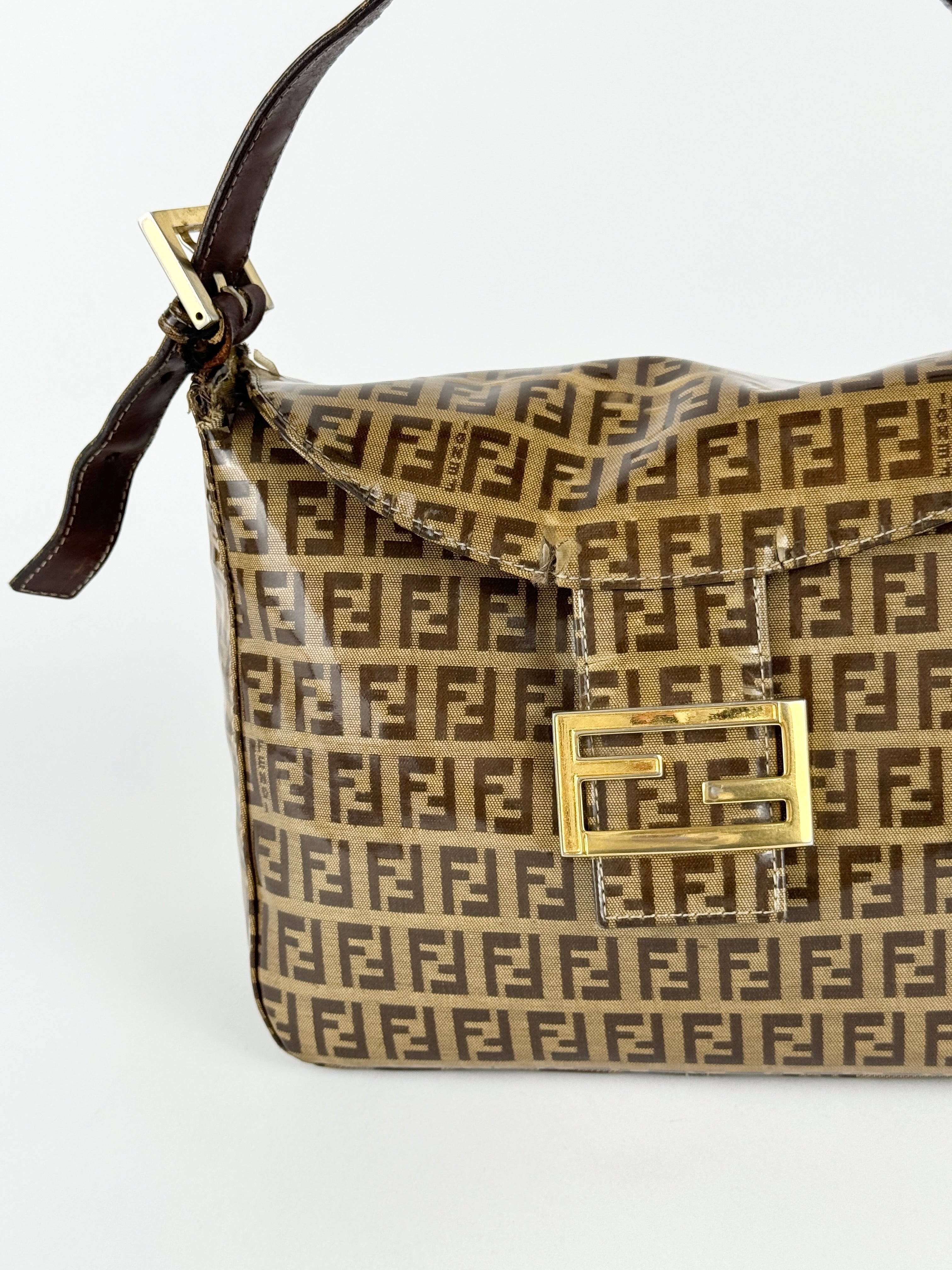 Vintage Fendi Zucca Mamma Baguette Shoulder Bag