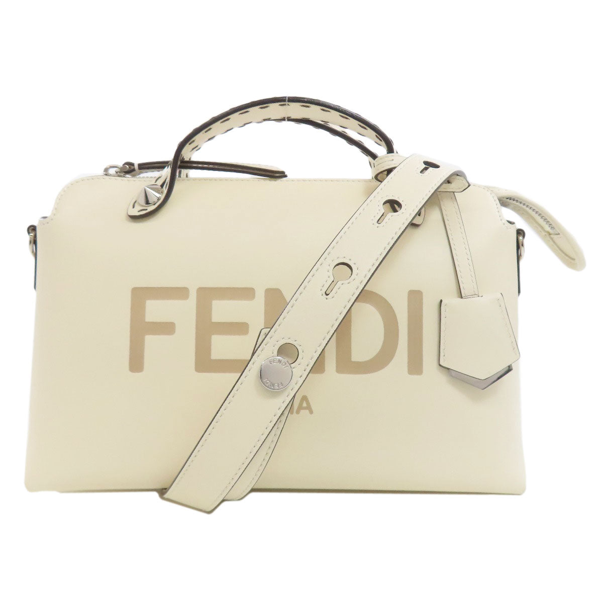 FENDI Handbag Calfskin white By the way 2WAY Women Used