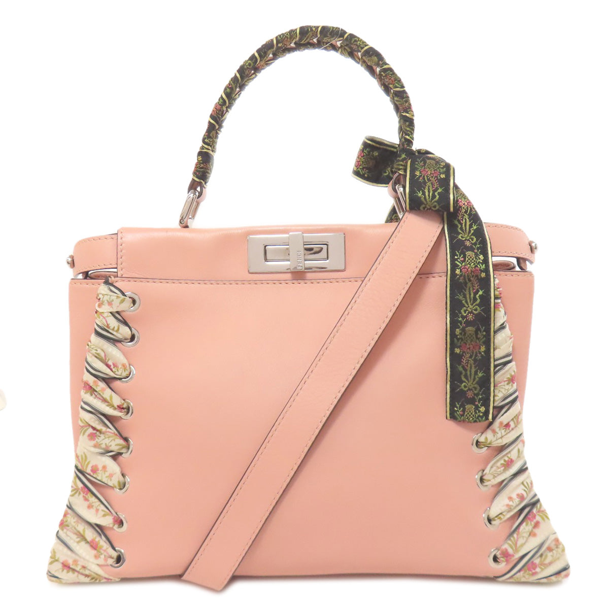 FENDI Handbag Calfskin pink Peekaboo ribbon stitch 2WAY Women Used