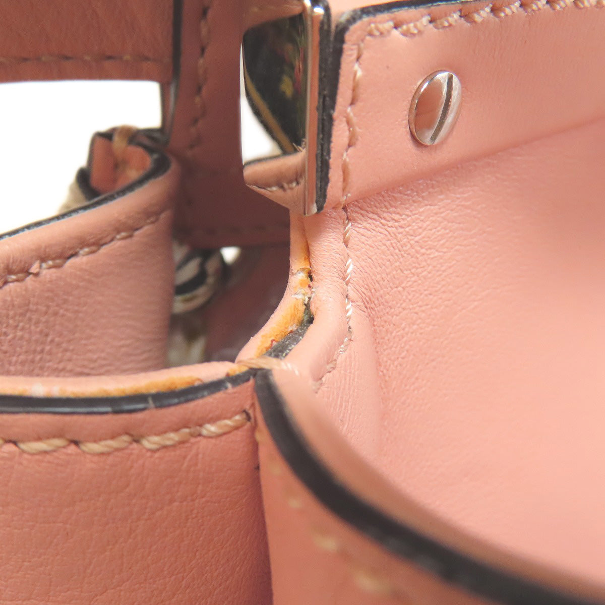 FENDI Handbag Calfskin pink Peekaboo ribbon stitch 2WAY Women Used